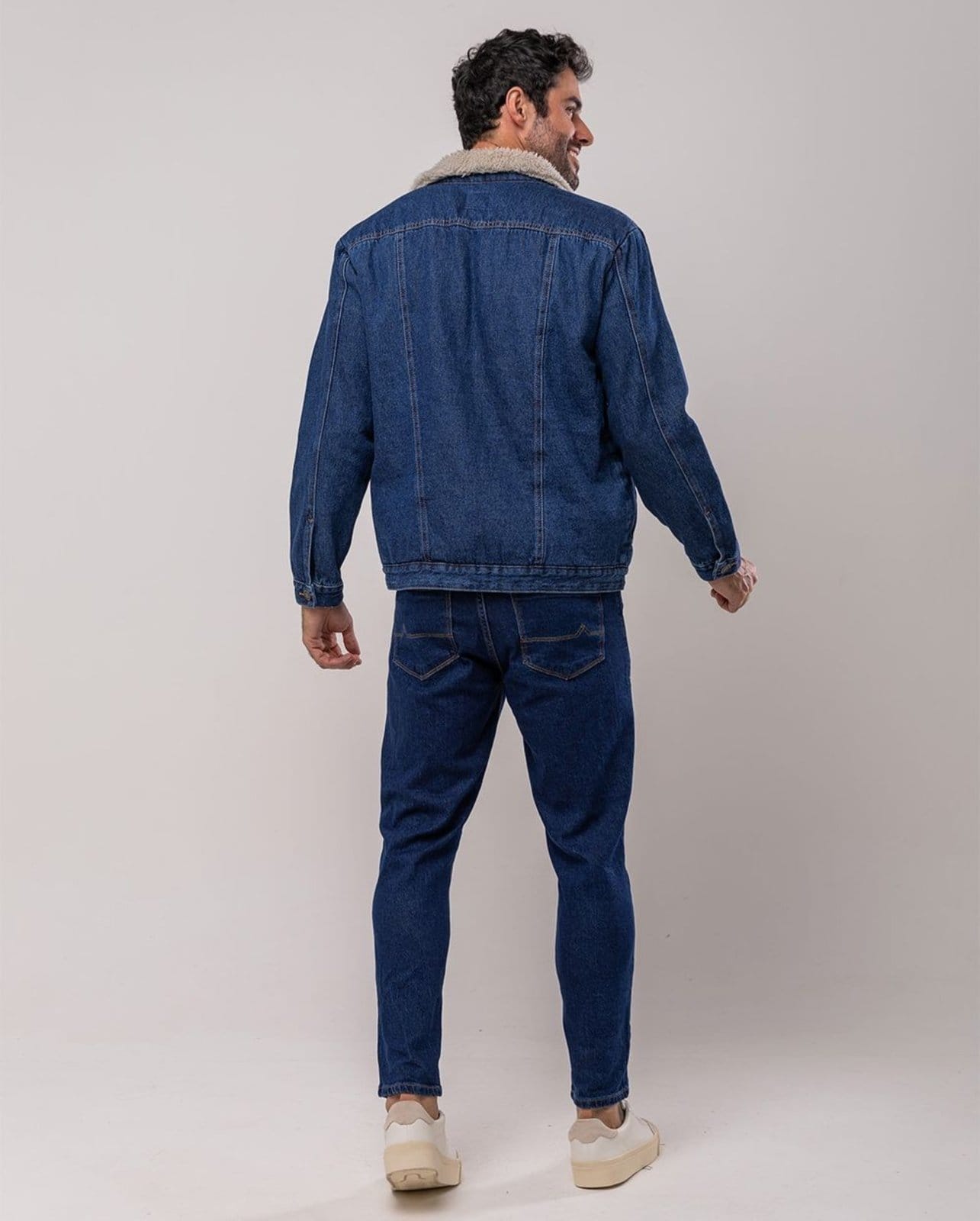 Vista 2 Jaqueta Rider Masculina Pelo Interno 22570 Escura Consciência jeans