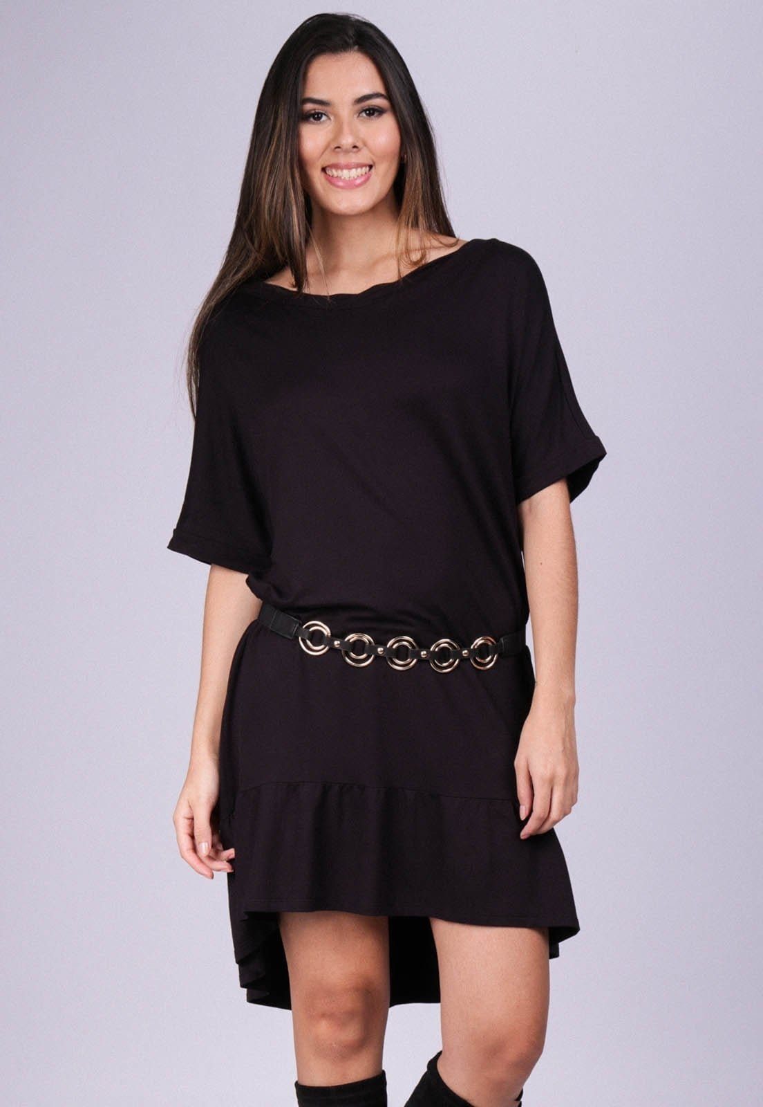 Vestido Curto Amazonia Vital Malha Mullet Amplo Babado