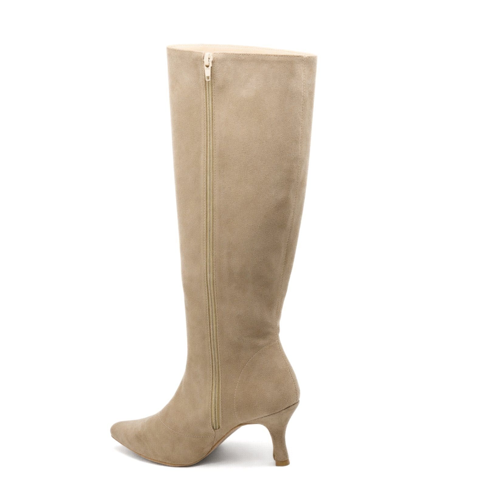 Bota Feminina Cano Longo Salto Baixo Lançamento Inverno 17005 Camurça Areia