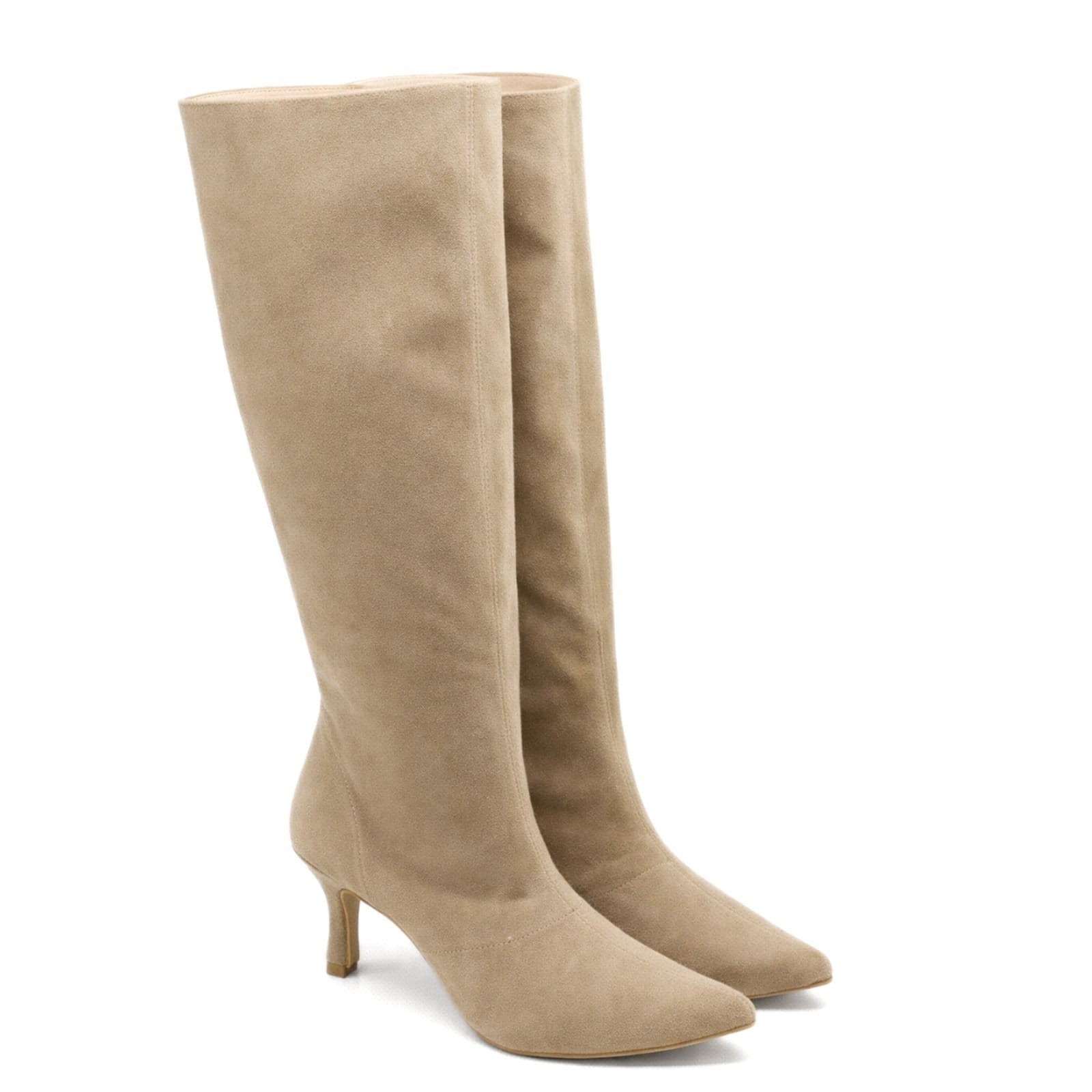 Vista 2 Bota Feminina Cano Longo Salto Baixo Lançamento Inverno 17005 Camurça Areia Hannah Footwear bege