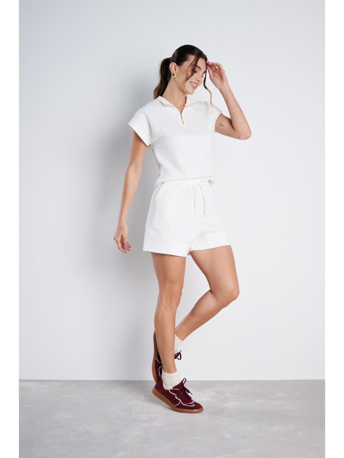 Vista 2 Conjunto Feminino Meujeans Serena Moletinho Off White Meu Jeans off-white white