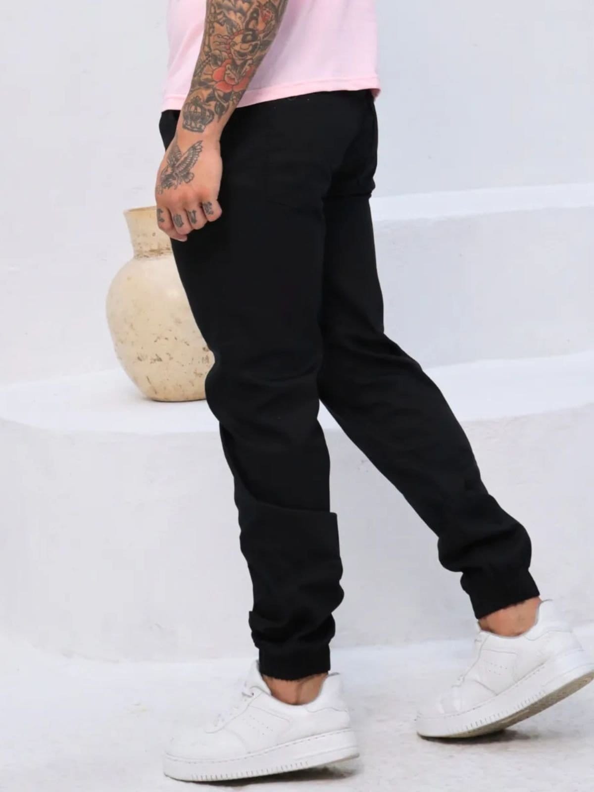 Vista 2 Calça Jogger Masculina 5 Estilos Casual Confortável com Elastano 5 ESTILOS preto