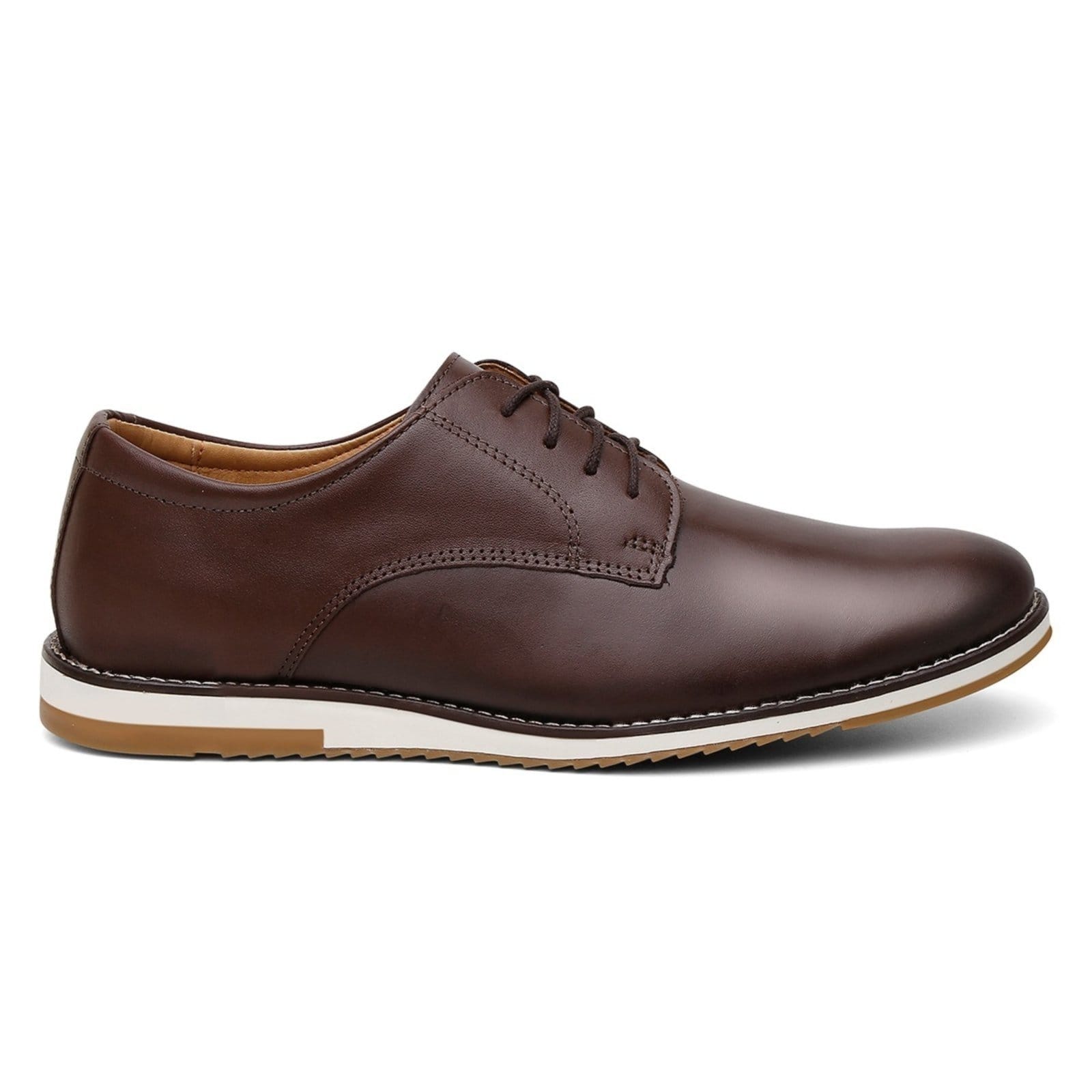 Vista 2 Sapato Social Casual Masculino de Couro Cadarço Moderno ROMEU E JULIETA SHOES café