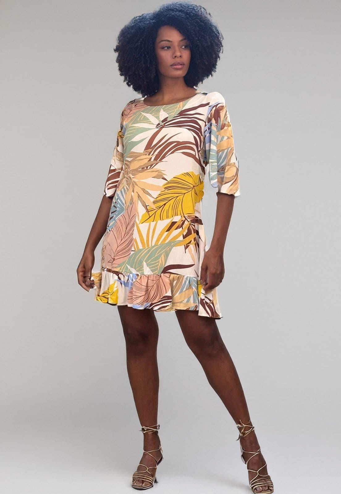 Vestido Amazonia Vital Curto Viscose Estampa Aurora Suave