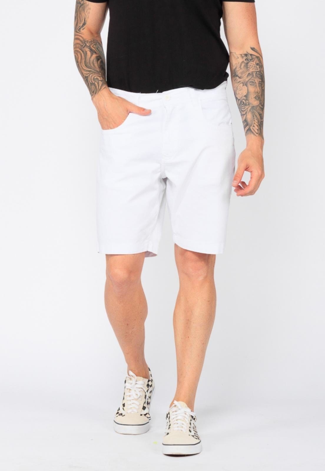 Bermuda Sarja Básica Masculina Chino Elastano Casual Confortável