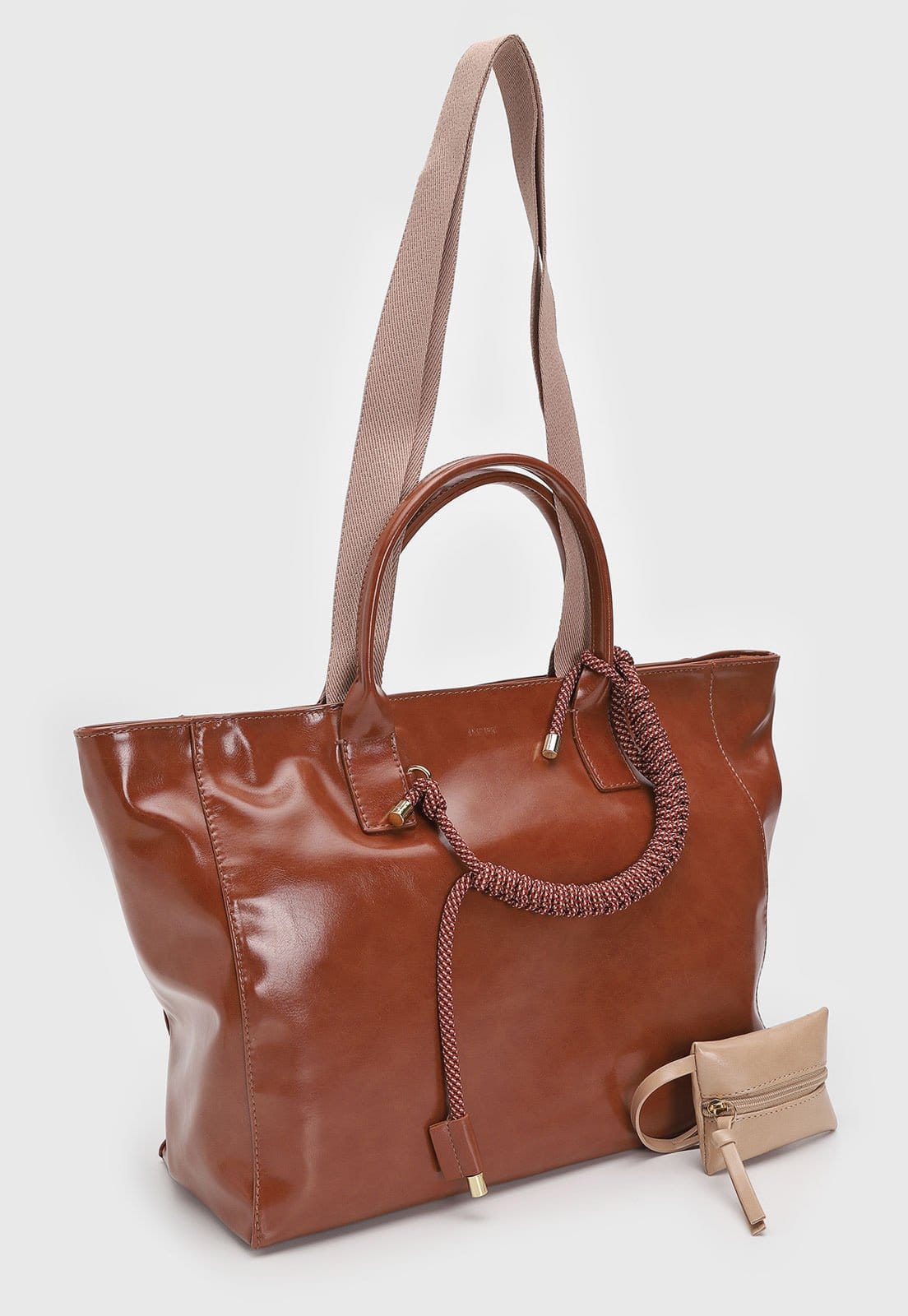 Vista 2 Bolsa Feminina Anacapri Grande Detalhe Corda Anacapri caramelo