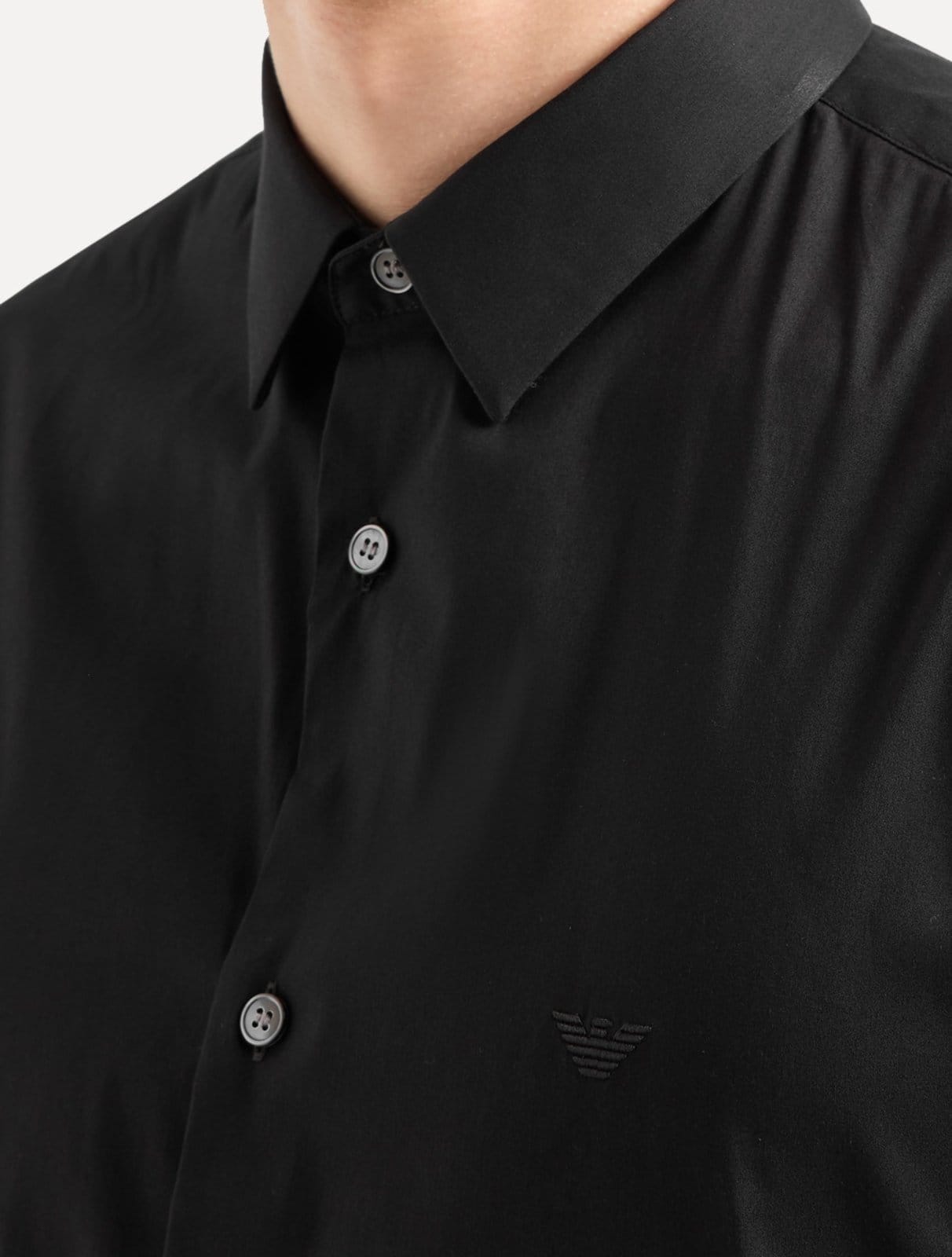 Camisa Empório Armani Masculina Stretch Embroidered Mono Logo Preta - 2