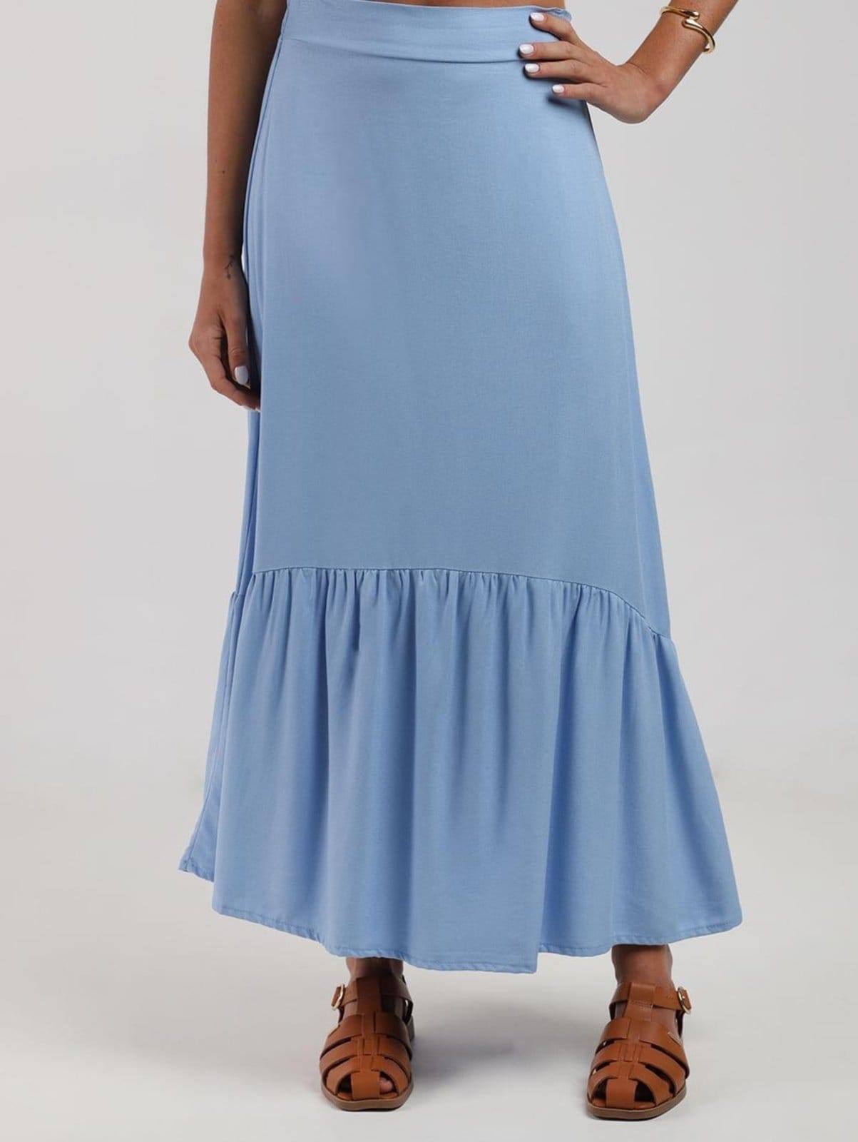 Saia Malha Crepe Midi Feminina CLARO