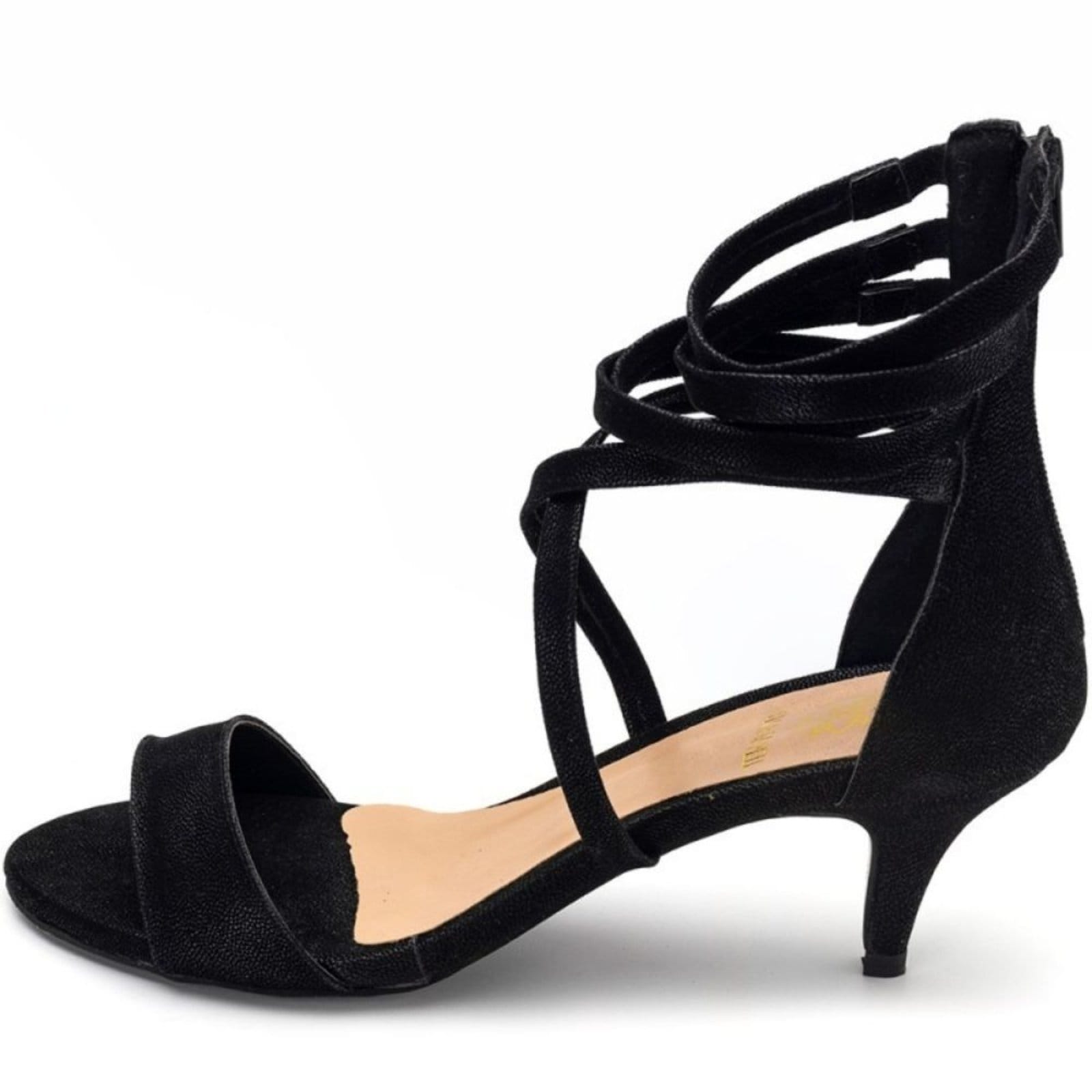 Vista 2 Sandália Feminina Salto Baixo 180158 Nobucado Flor da Pele preto