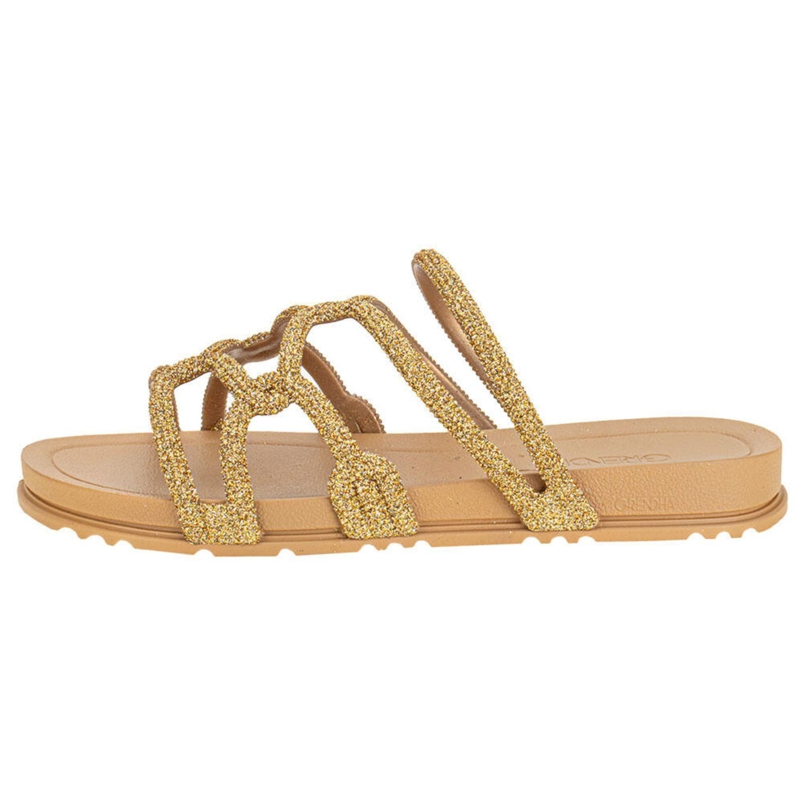 Vista 2 Tamanco Feminino Flat Acolher Grendha 19082 3299082 GRENDHA dourado