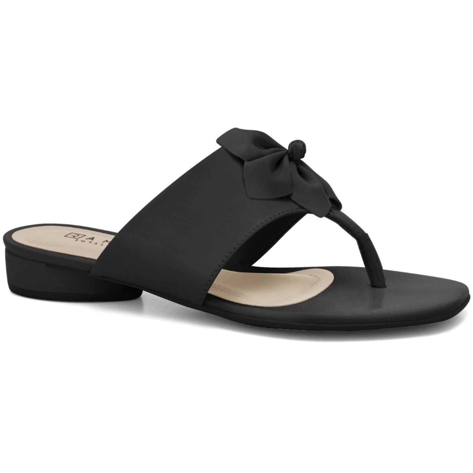 Sandália Feminina Rasteira Preta Flor Ramarim 2423202-8