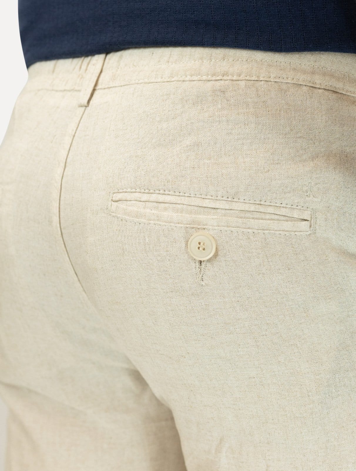 Vista 2 Calça Calvin Klein Masculina Linen Flamê Com Cadarço Off White Calvin Klein off-white white