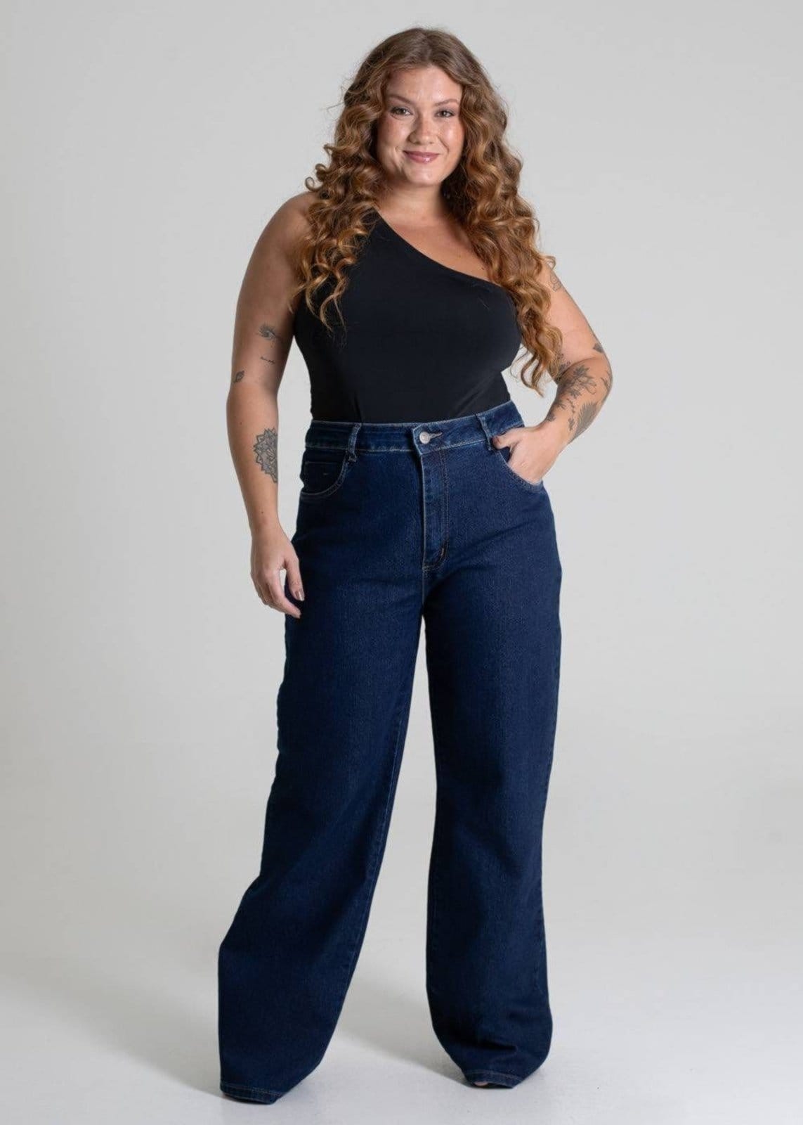 Vista 2 Calça Jeans Sawary Wide Leg - 280006 Sawary azul
