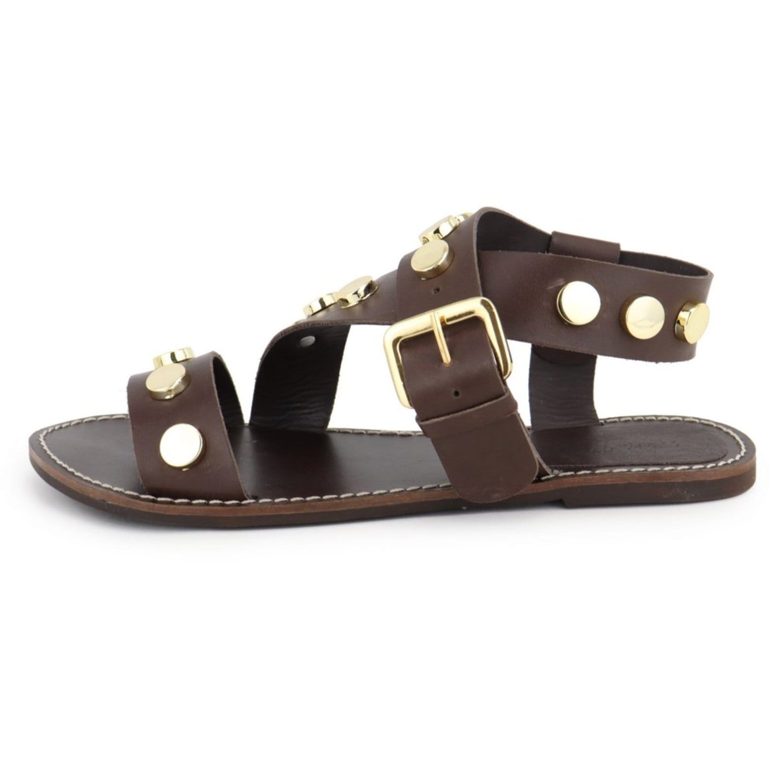 Sandália Rasteira Cravo Feminina em Couro Maria Paula Cedro