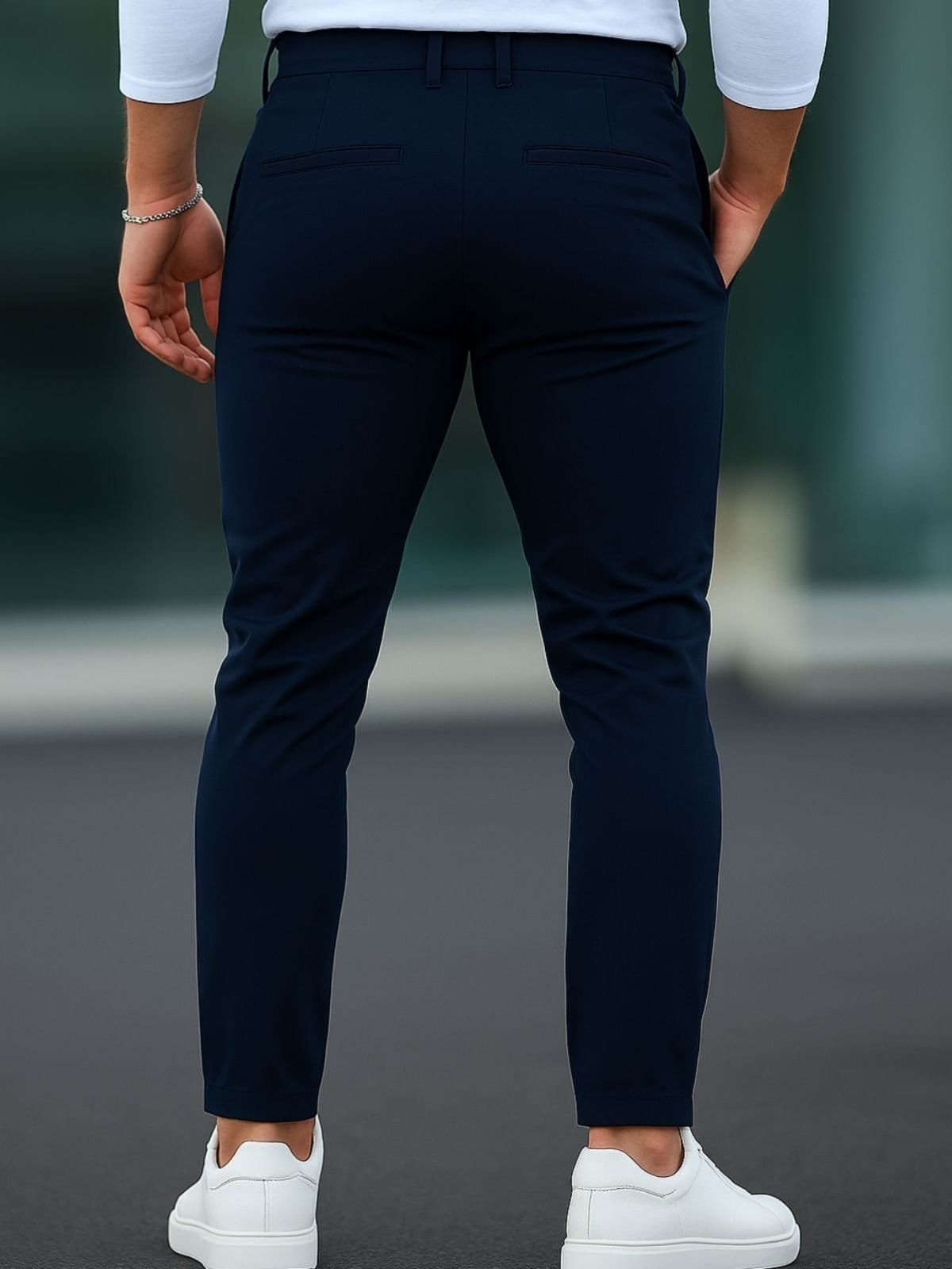 Vista 2 Calça Sarja Casual Masculina CKF Wear Com Bolsos Marinho CKF Wear azul/azul marinho azul