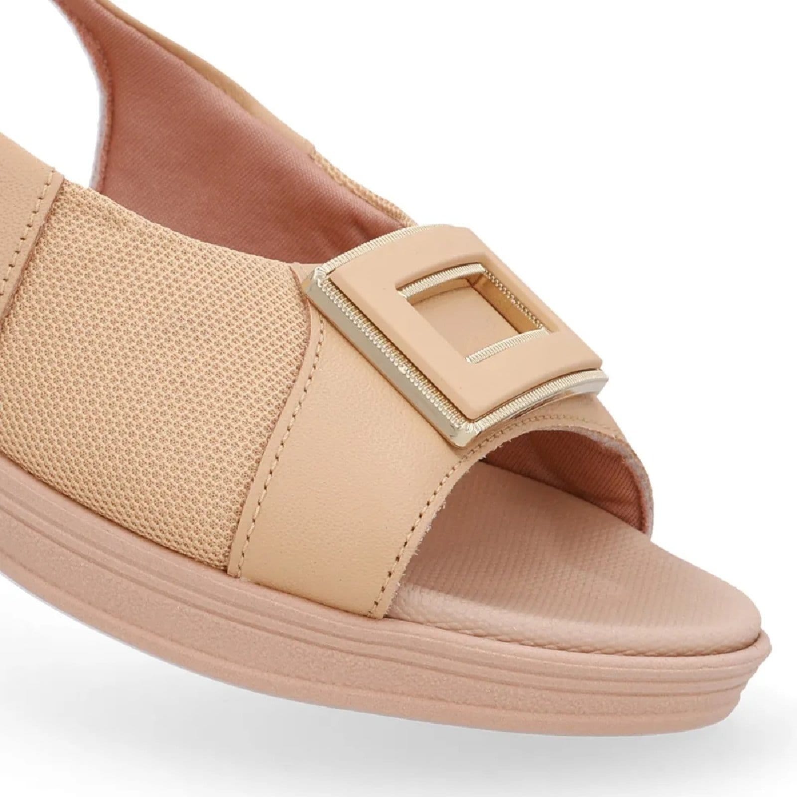 Vista 2 Sandália Usaflex Slingback Plataforma em Couro Creme Usaflex preto