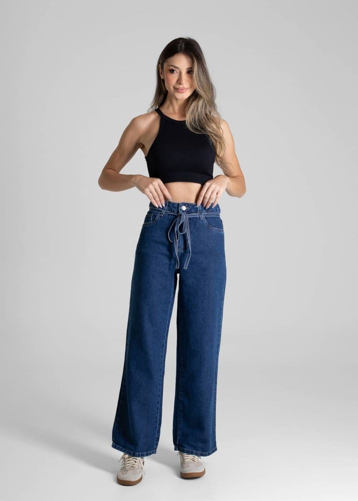 Vista 2 Calça Jeans Sawary Wide Leg Petit - 280814 Sawary azul