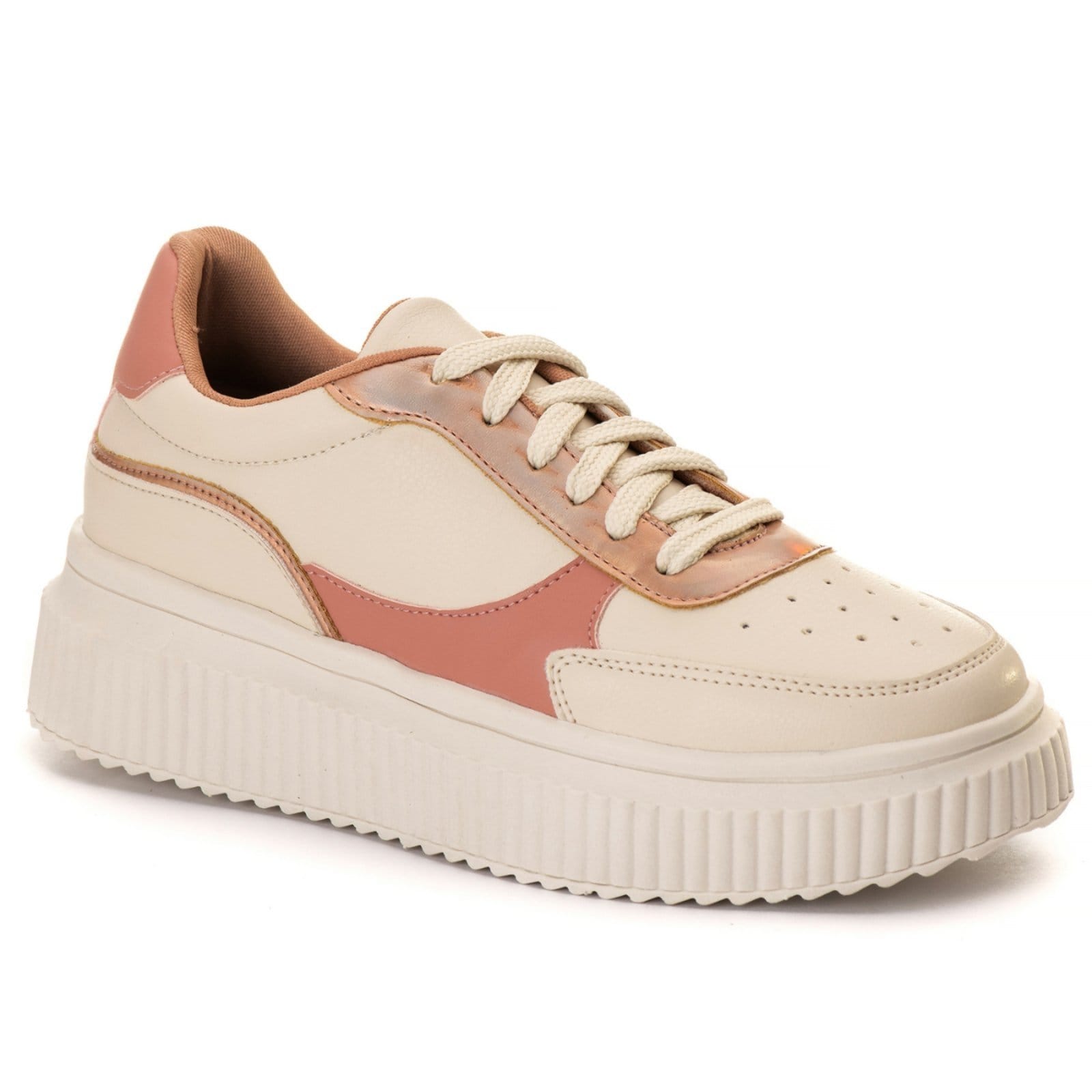 Vista 2 Tenis Creper Feminino Estilo Shoes Casual Conforto Rose Estilo Shoes rosê rose
