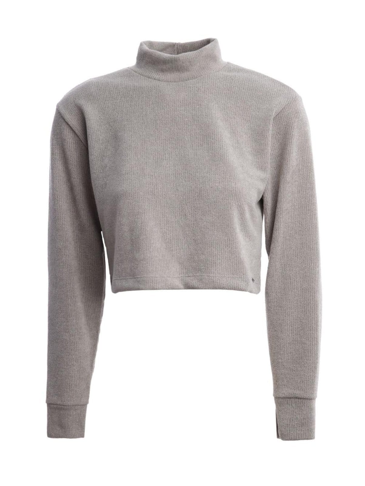 Blusa Tricot Cropped Manga Longa Feminina