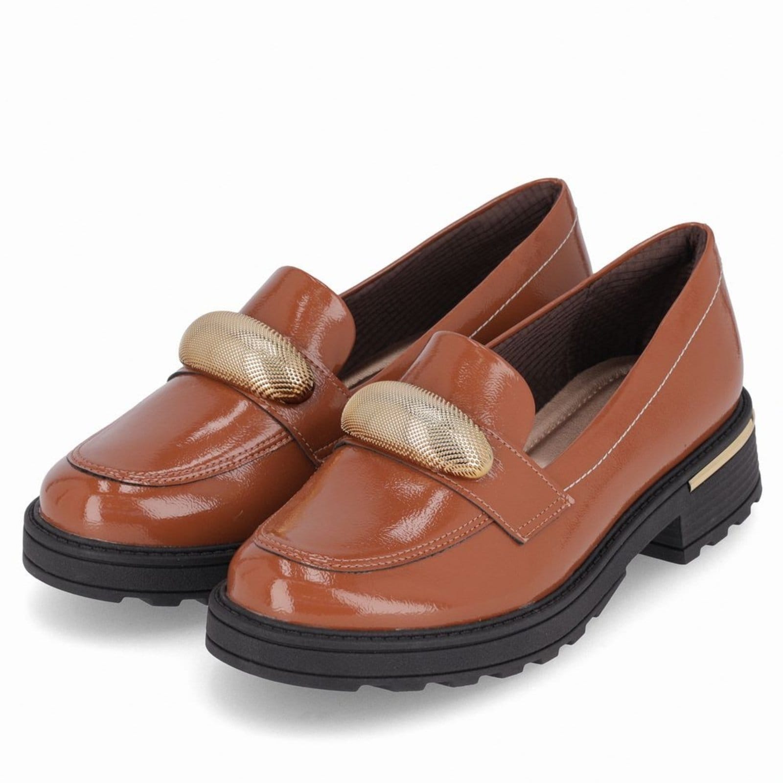 Vista 2 PICCADILLY MAXI - Sapato Loafer Gisa Anabela Médio Ocre Piccadilly marrom ocre
