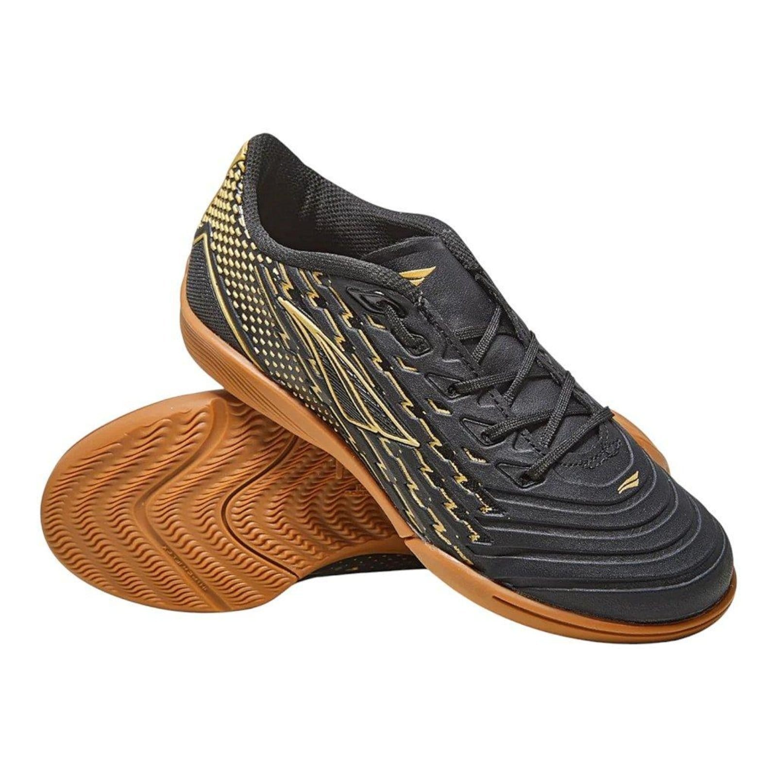 Vista 2 Chuteira Futsal Penalty Garra Y 2.0 Masculino Dourado Penalty preto