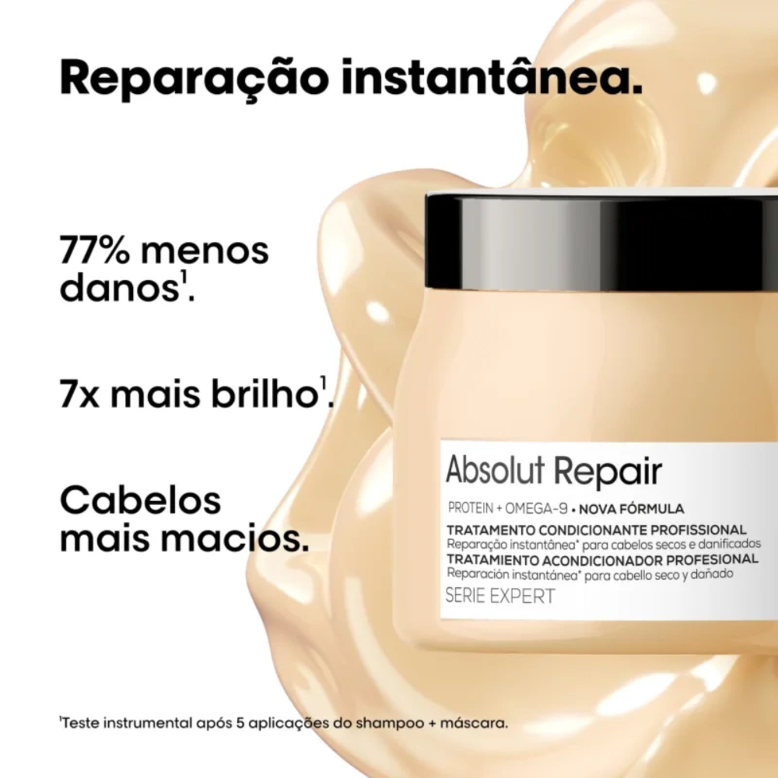 Vista 2 L´Oréal Professionnel Serie Expert Absolut Repair Gold Quinoa - Máscara Capilar Loreal amarelo gold