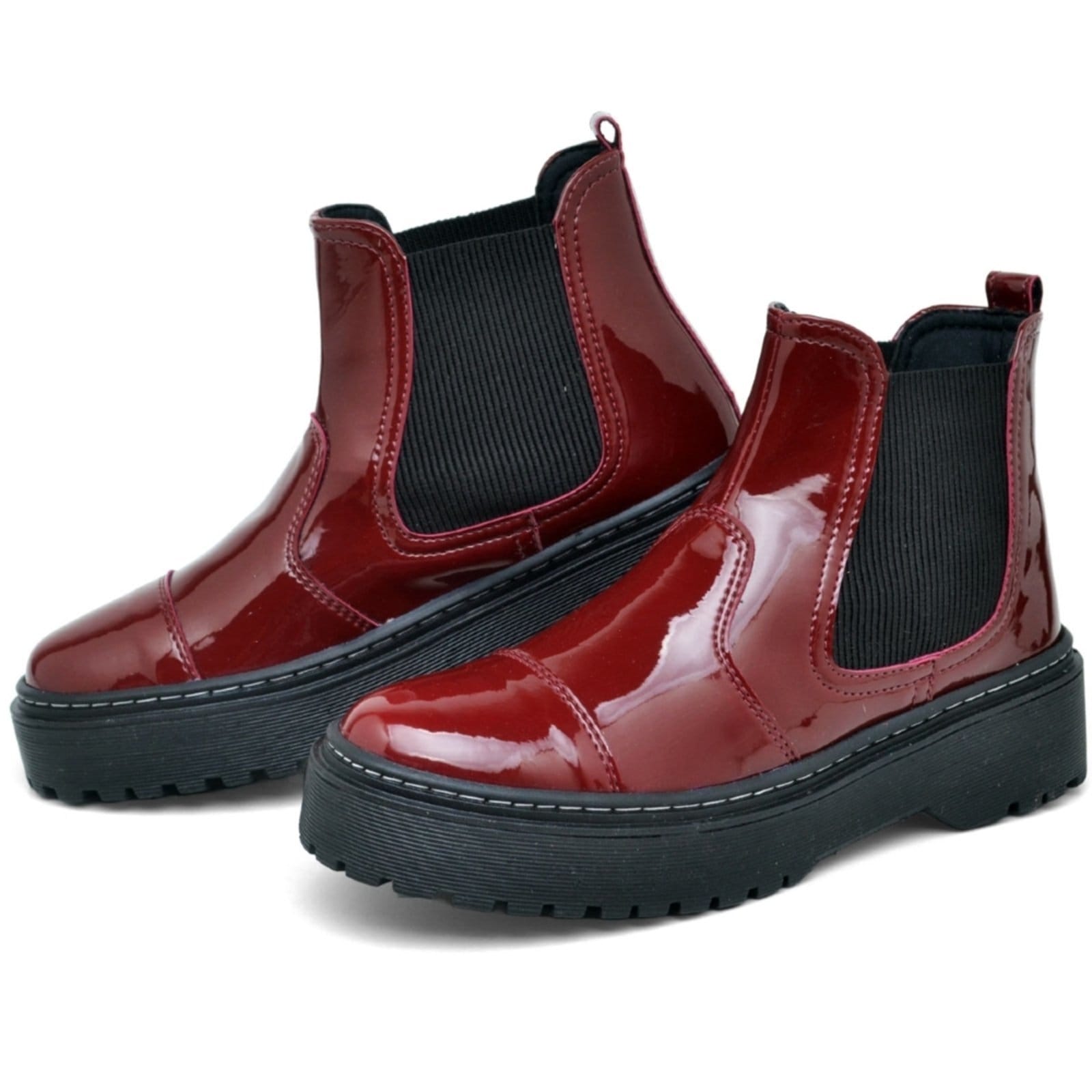 Vista 2 Bota Coturno Feminina Tratorada DUBUY 1508FG Vinho DUBUY vermelho