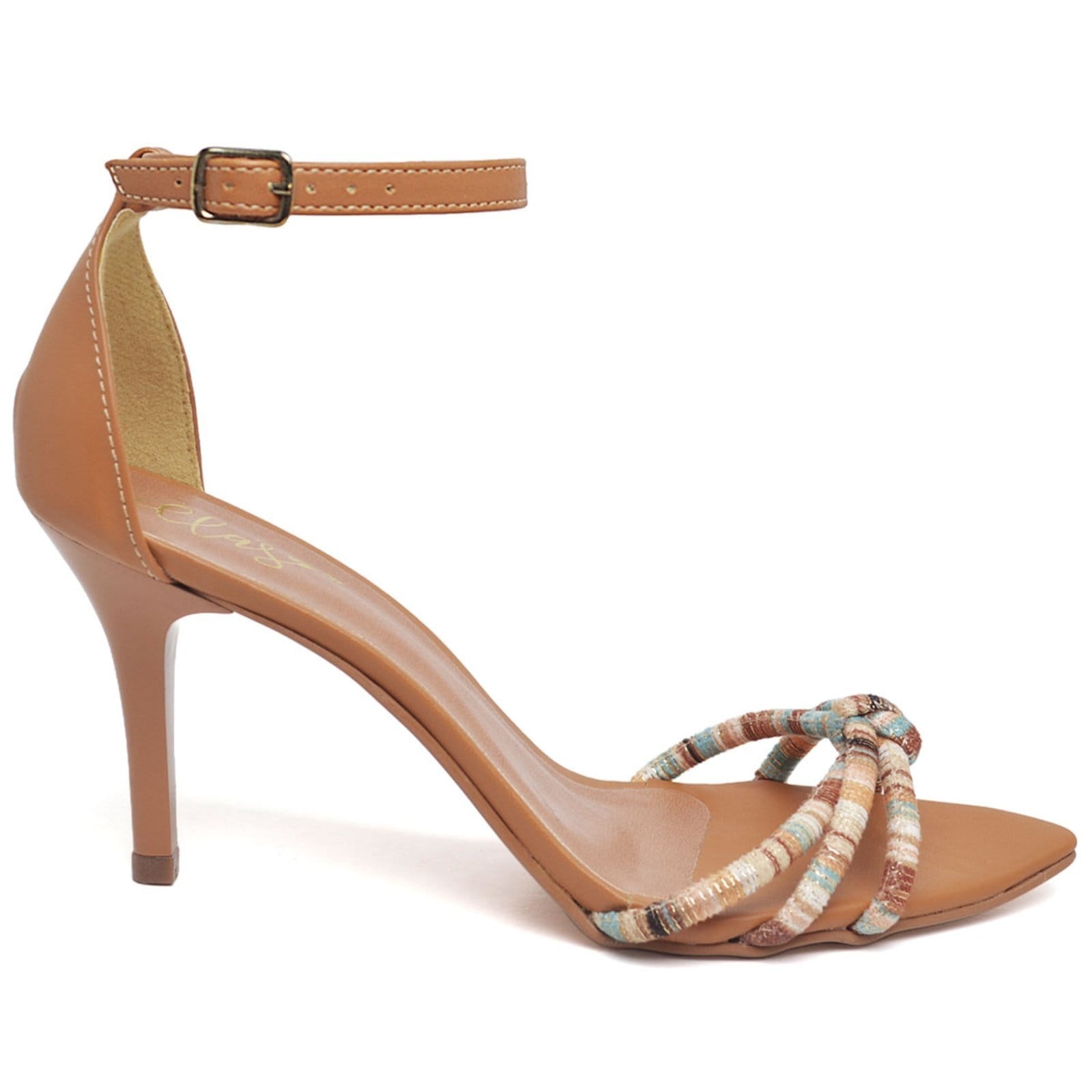 Vista 2 Sandália Bico Folha Salto Médio Napa Carvalho Tira Color ZAFREM bege