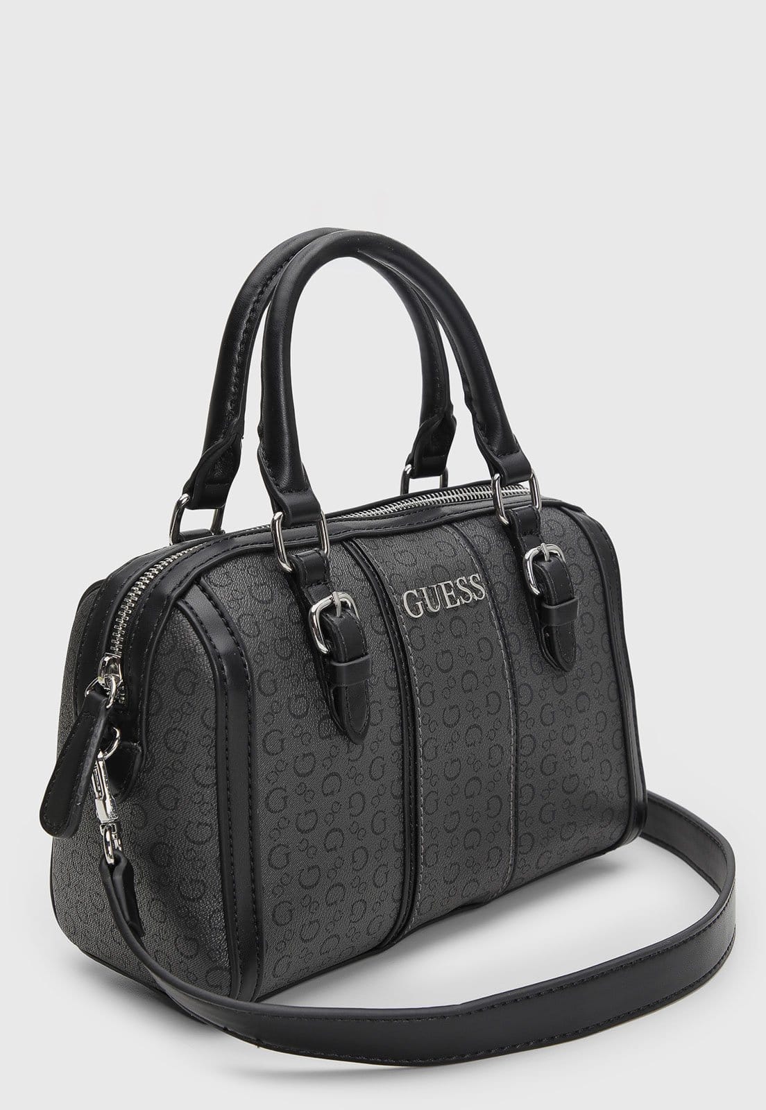 Vista 2 Bolsa Média Feminina Guess Monograma Guess grafite