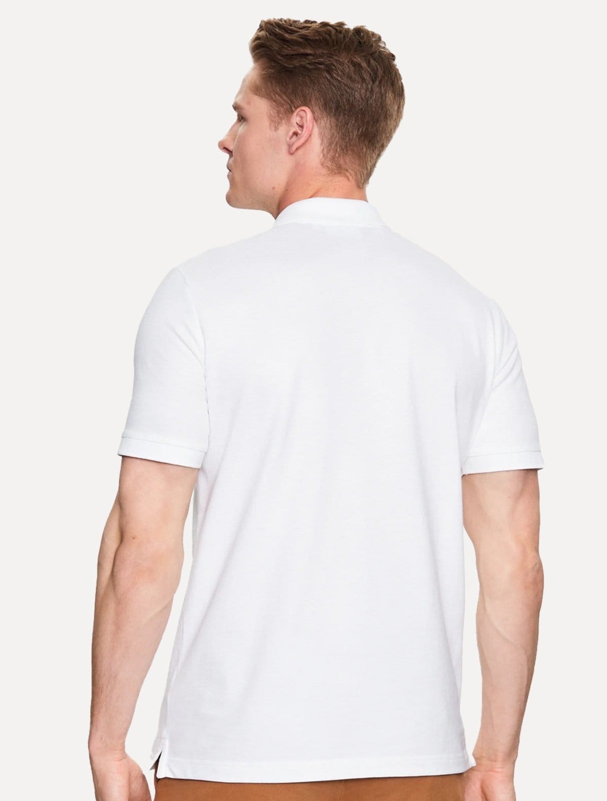 Vista 2 Polo Calvin Klein Masculina Piquet Slim Stretch Button Branca Calvin Klein branco