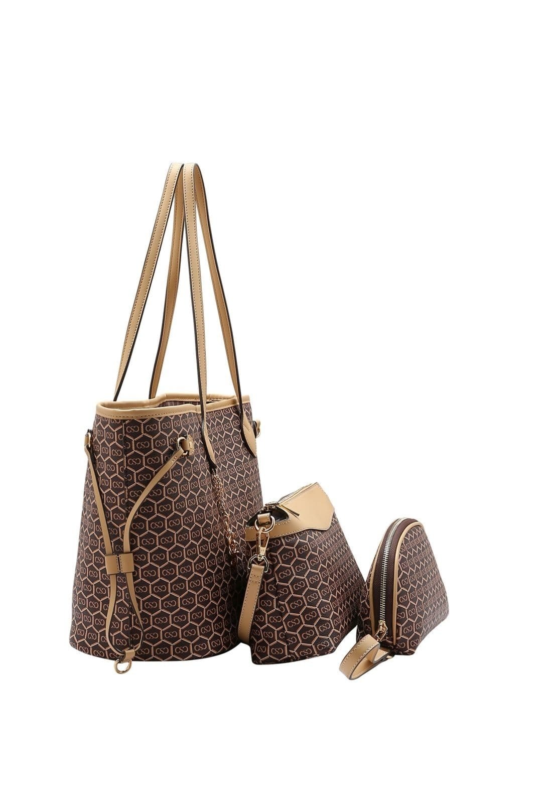 Vista 2 Bolsa Feminina Chenson New Monograma Dupla Face Kit 3 Peças 3485427 Chenson rosa