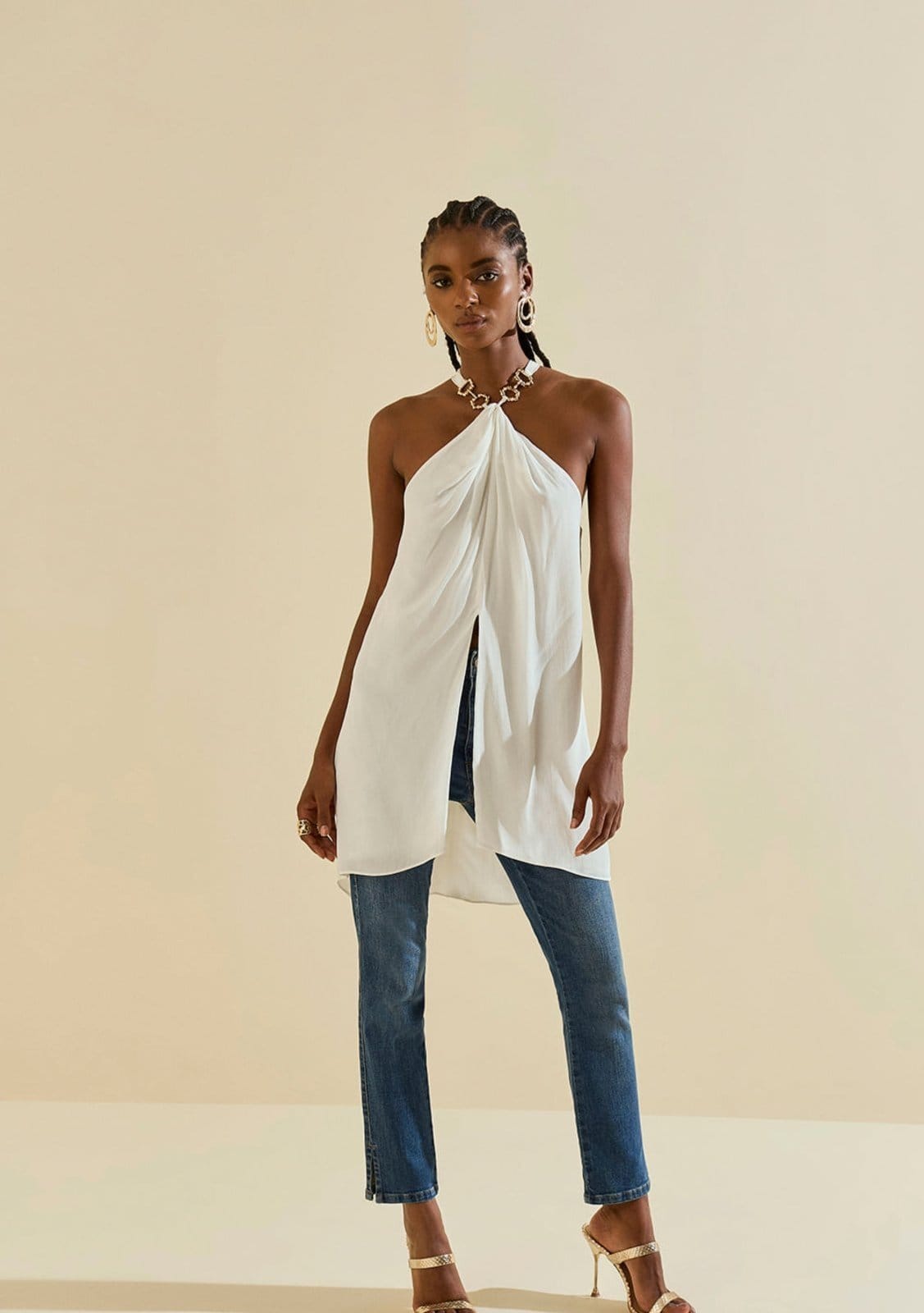 Calça Morena Rosa Cigarrete Alta Azul