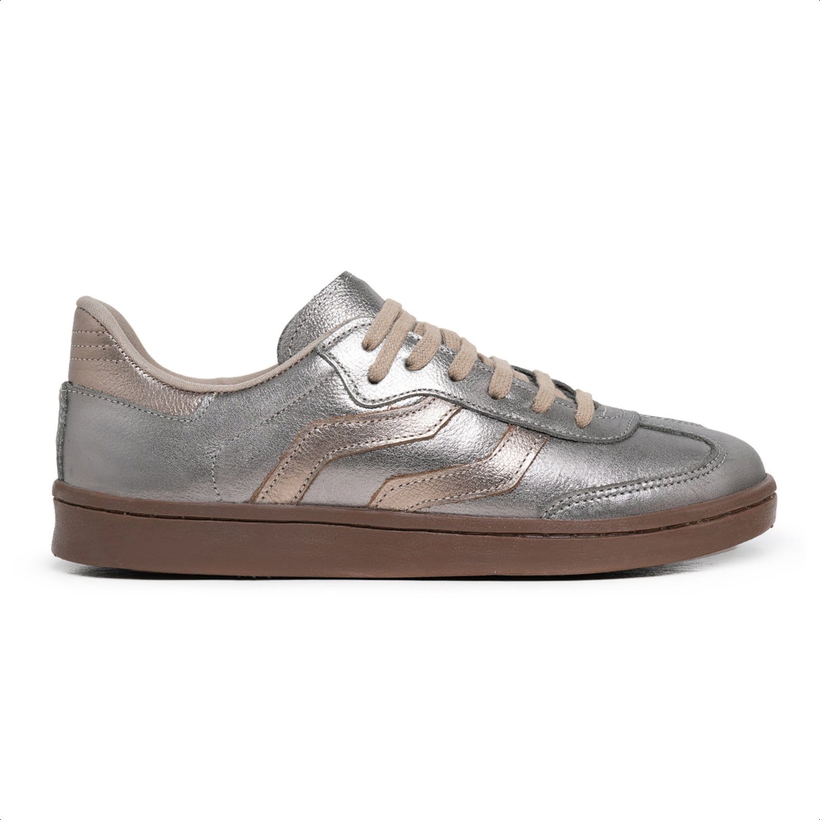 TENIS FEMININO CANO BAIXO DE COURO PARA O DIA A DIA Ref.:1530 Metalizado