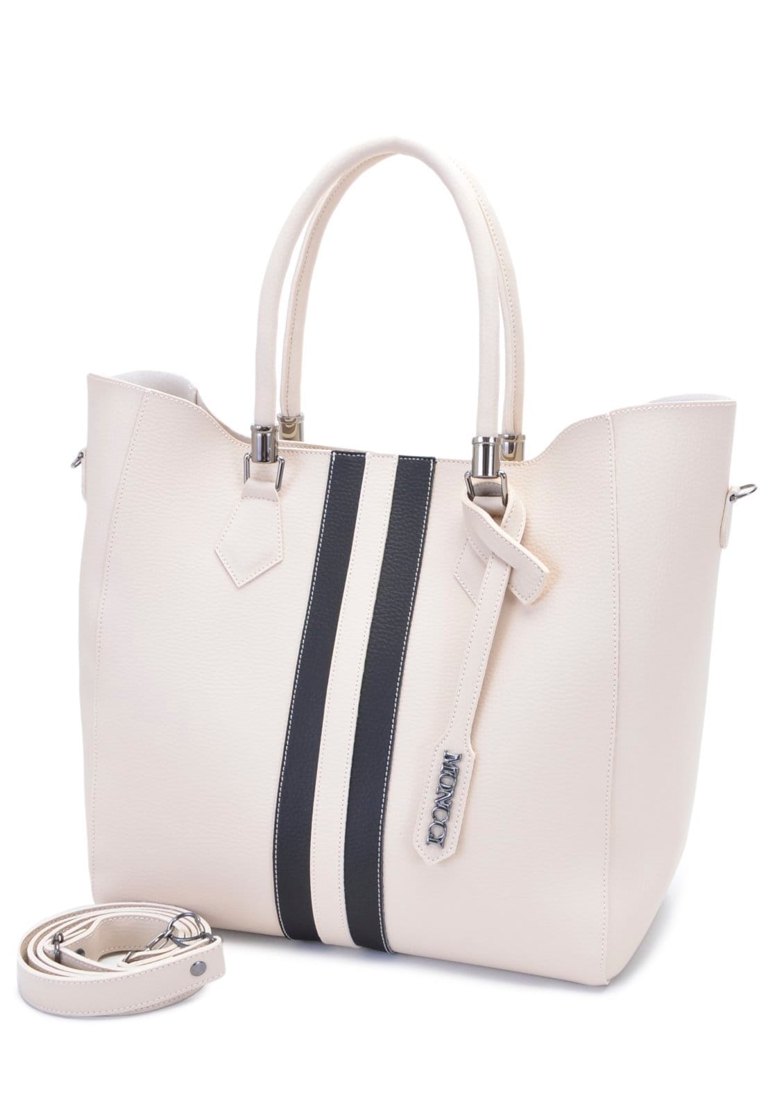 Vista principal Bolsa Sacola Transversal Grande Moncci Marfim com MONCCI bege/branco/multicolorido/off-white/preto