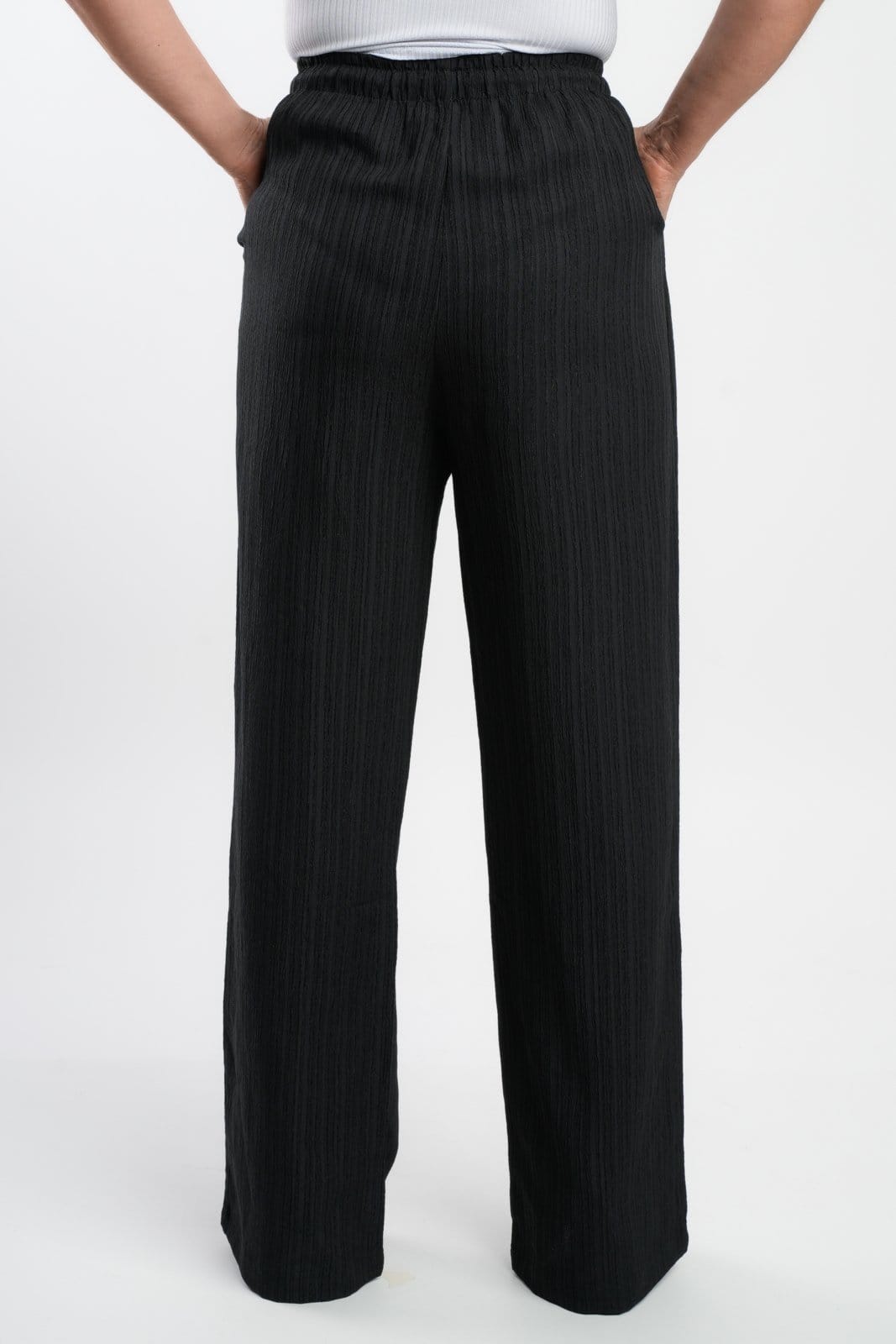 Vista 2 Calça Feminina Sh Fashion Pantalona Em Poliester Cintura Alta Cor Preta SH FASHION preto