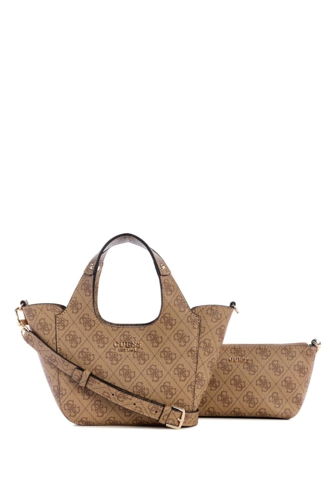 Vista 2 Bolsa Guess Calista Mini Tote Bege Guess amarelo