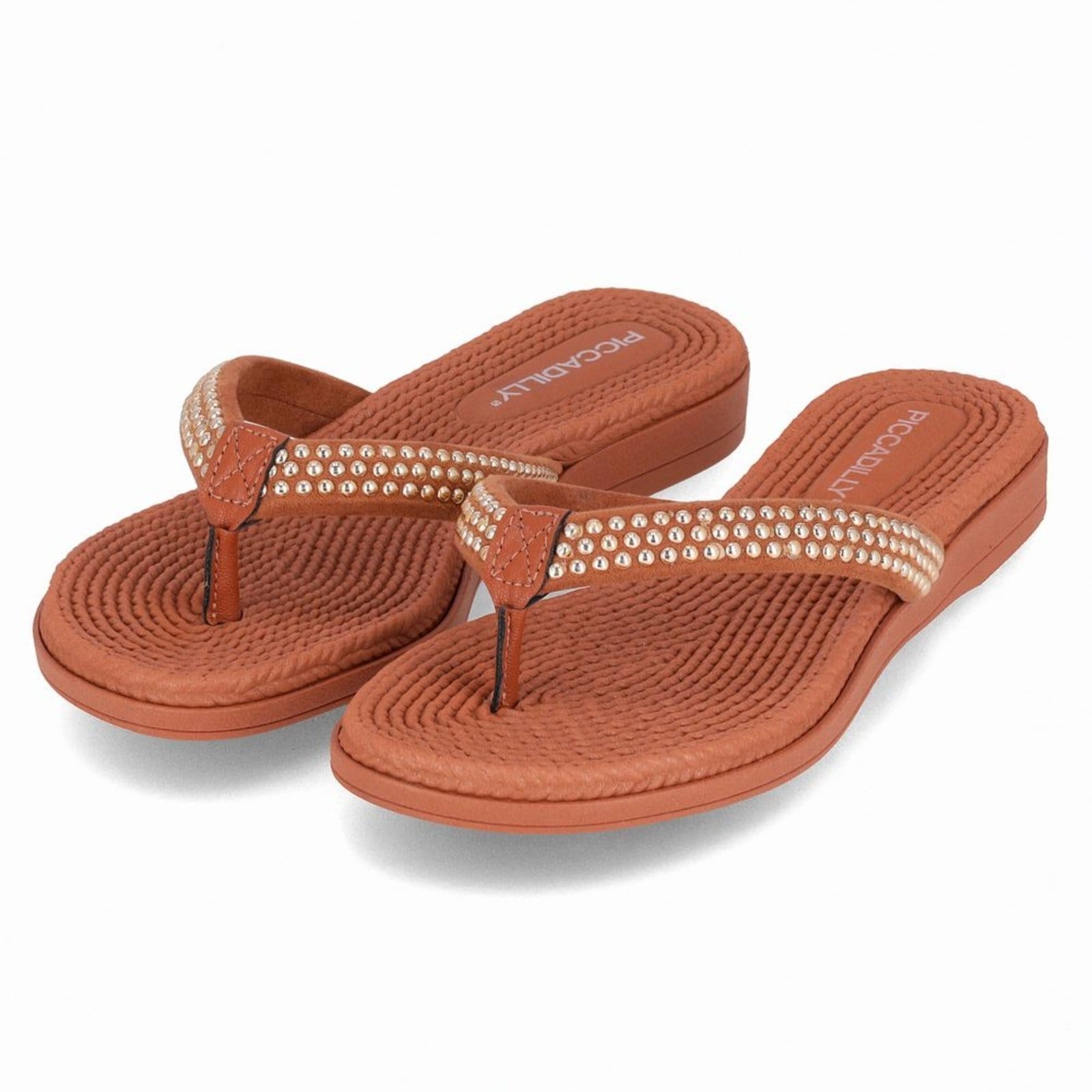 Vista 2 Rasteirinha Adla Caramelo com Ocre Piccadilly marrom ocre