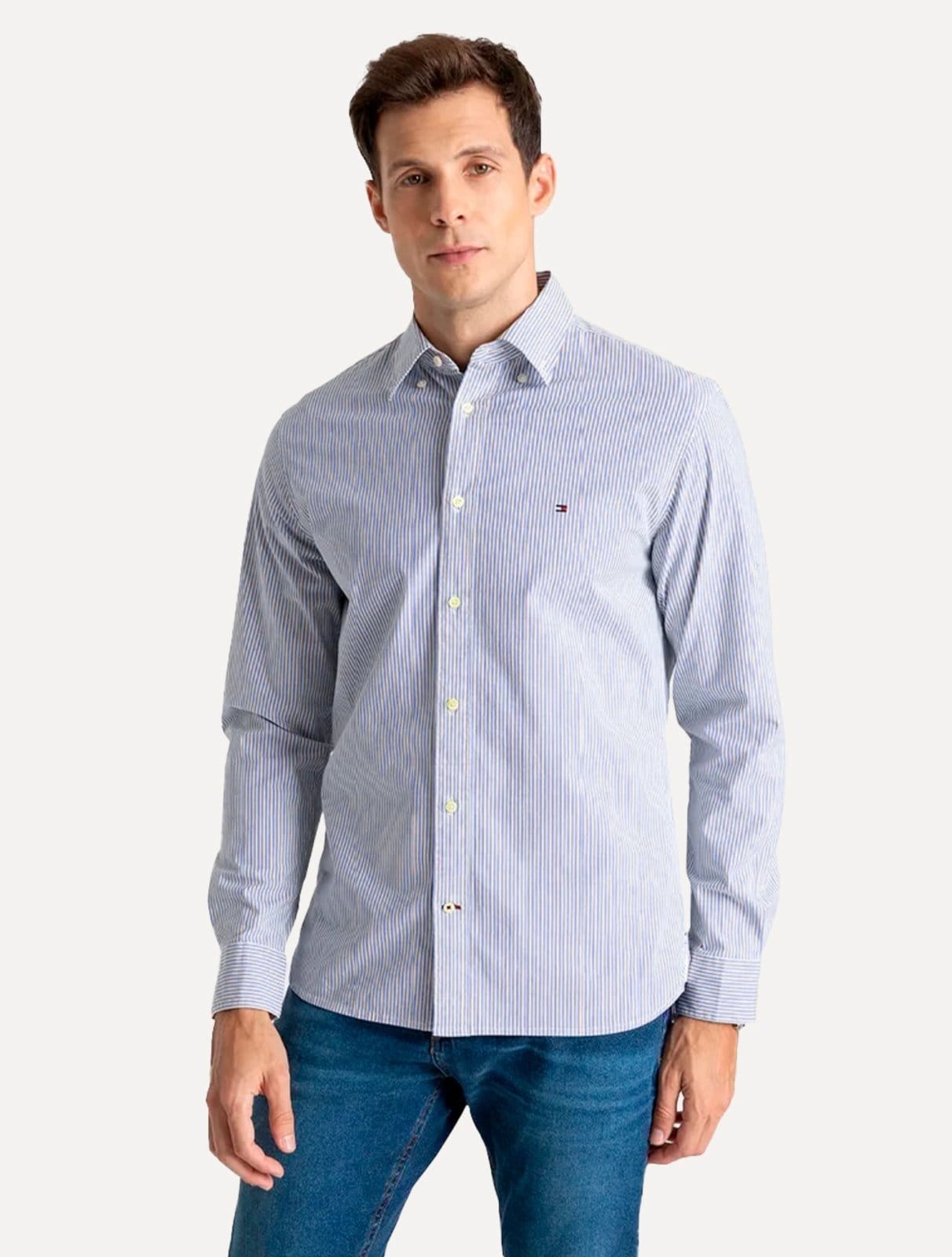 Camisa Tommy Hilfiger Masculina Regular Striped Poplin Médio