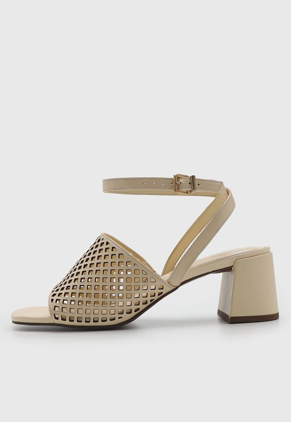 Sandália Feminina Loucos e Santos Salto Bloco Recortes Amarela