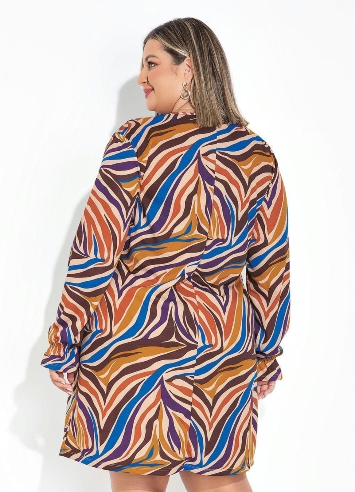 Vista 2 Vestido Com Babado Plus Size Zebra Marguerite bege