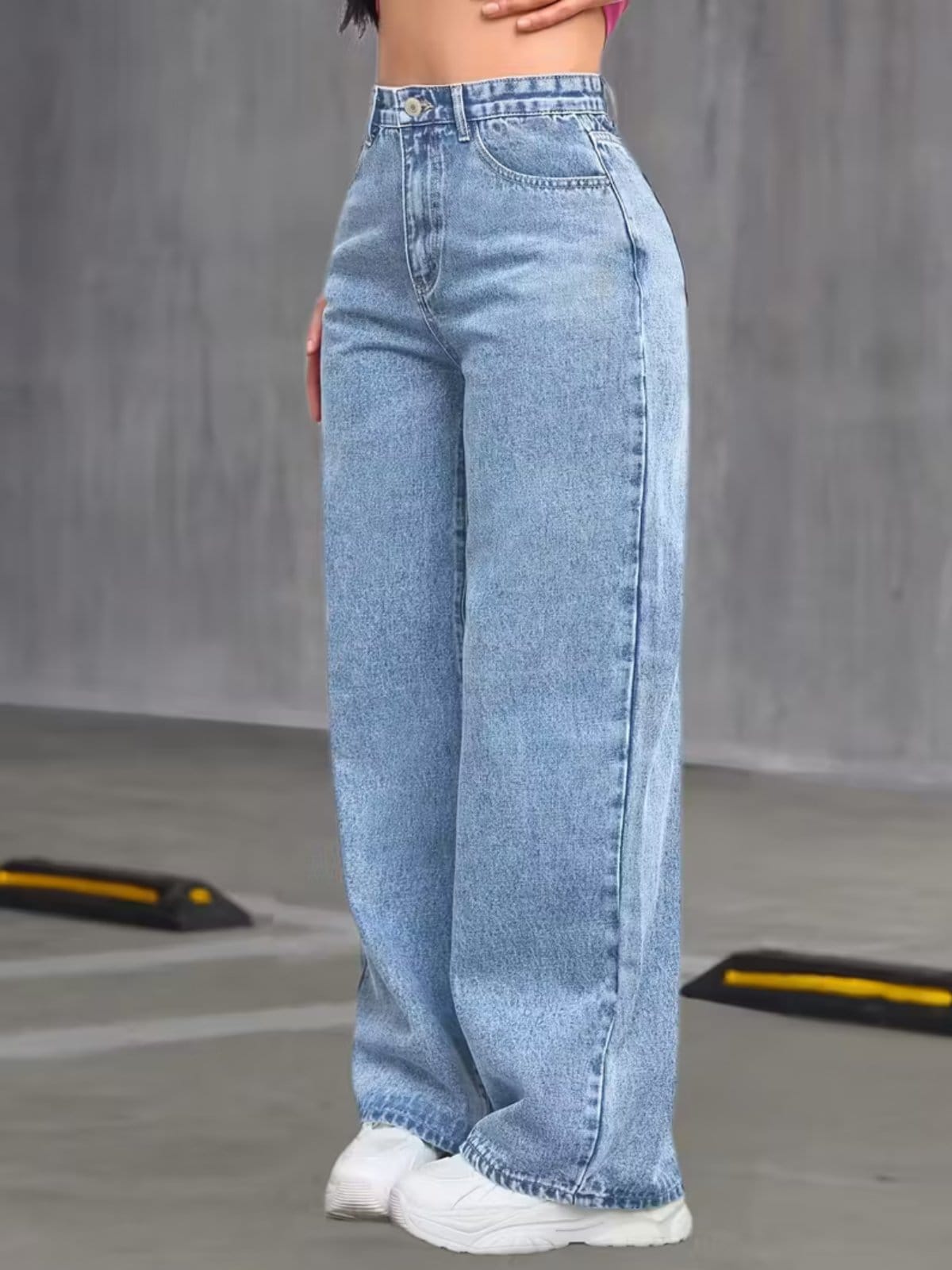 Calça Wide Leg Feminina Kovali Fashion Store Confortavel e Básica Tecido Premium Azul Clara