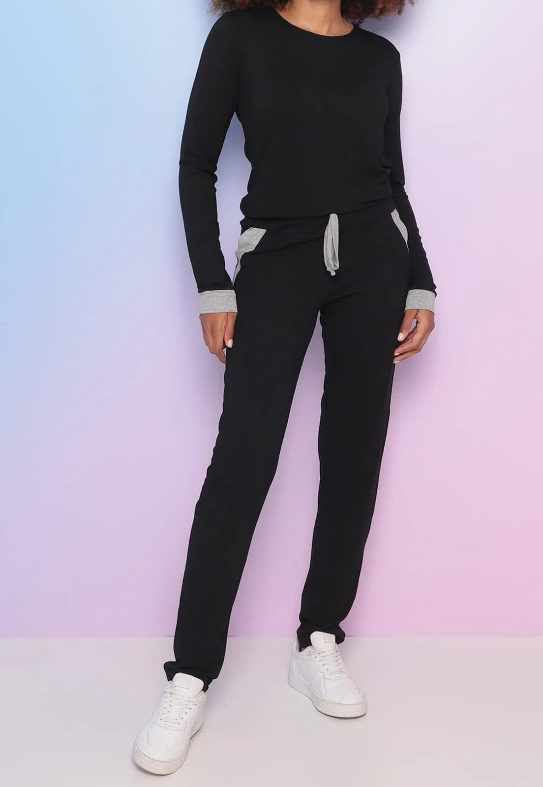 Conjunto Maria Paes Calça e Blusa Manga Longa e Mescla