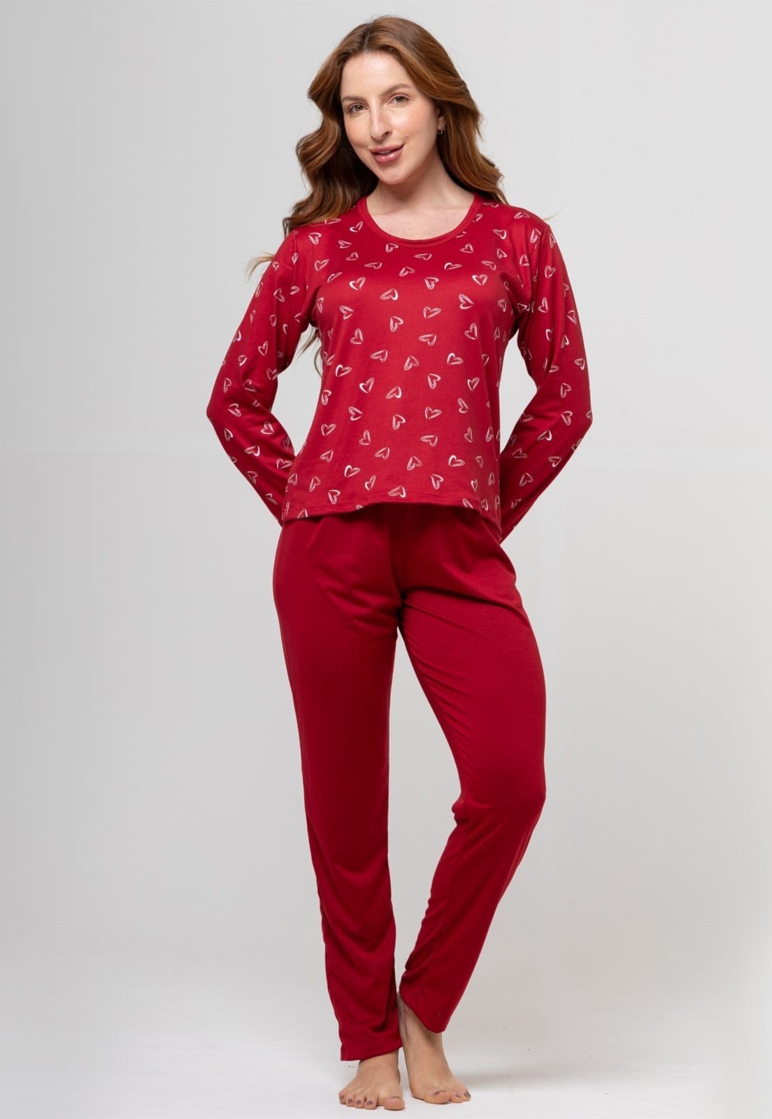 Pijama Suende Aveludado Bravaa Store Longo Malha Confortável Inverno Premium 014 Preto