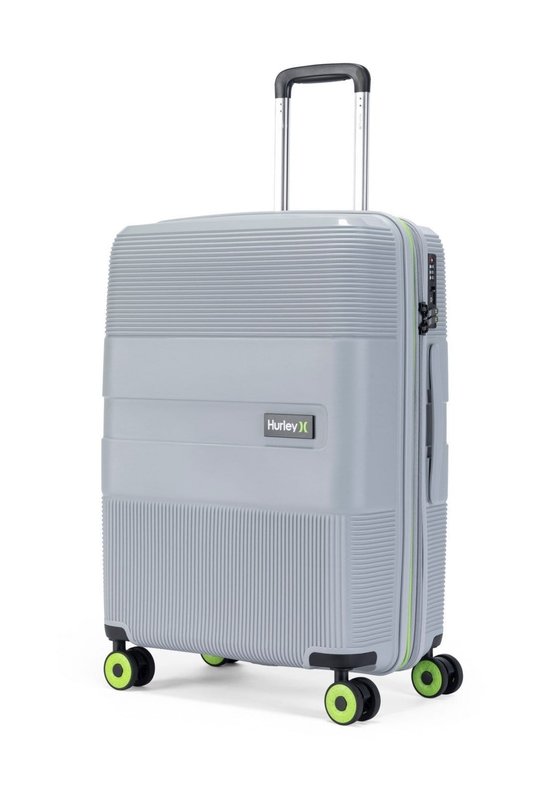 Vista 2 Kit 2 Malas De Viagem ABS Rígido Hurley Rodinhas 360° com Cadeado TSA Resistente Masculino hurley cinza