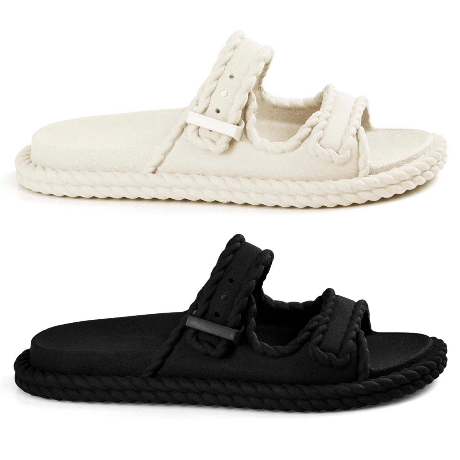 Kit 2 Sandália Papete Slide Anatômica Leve Macia Confortável Tira Ajustável Trançada Resistente