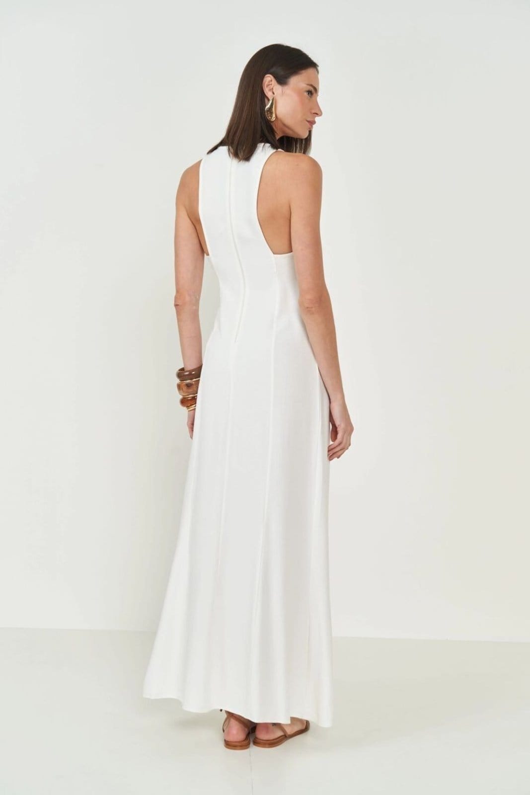 Vista 2 Vestido Em Crepe Midi Comfort Colcci Off Shell Colcci branco