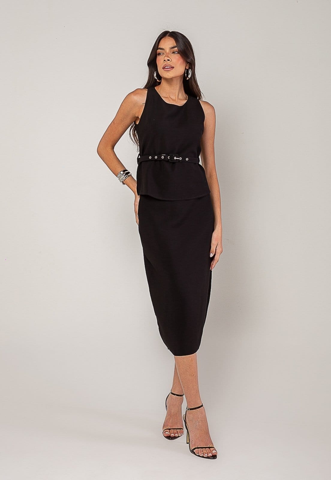 Conjunto Alfaiataria Saia Midi e Regata Salvatore