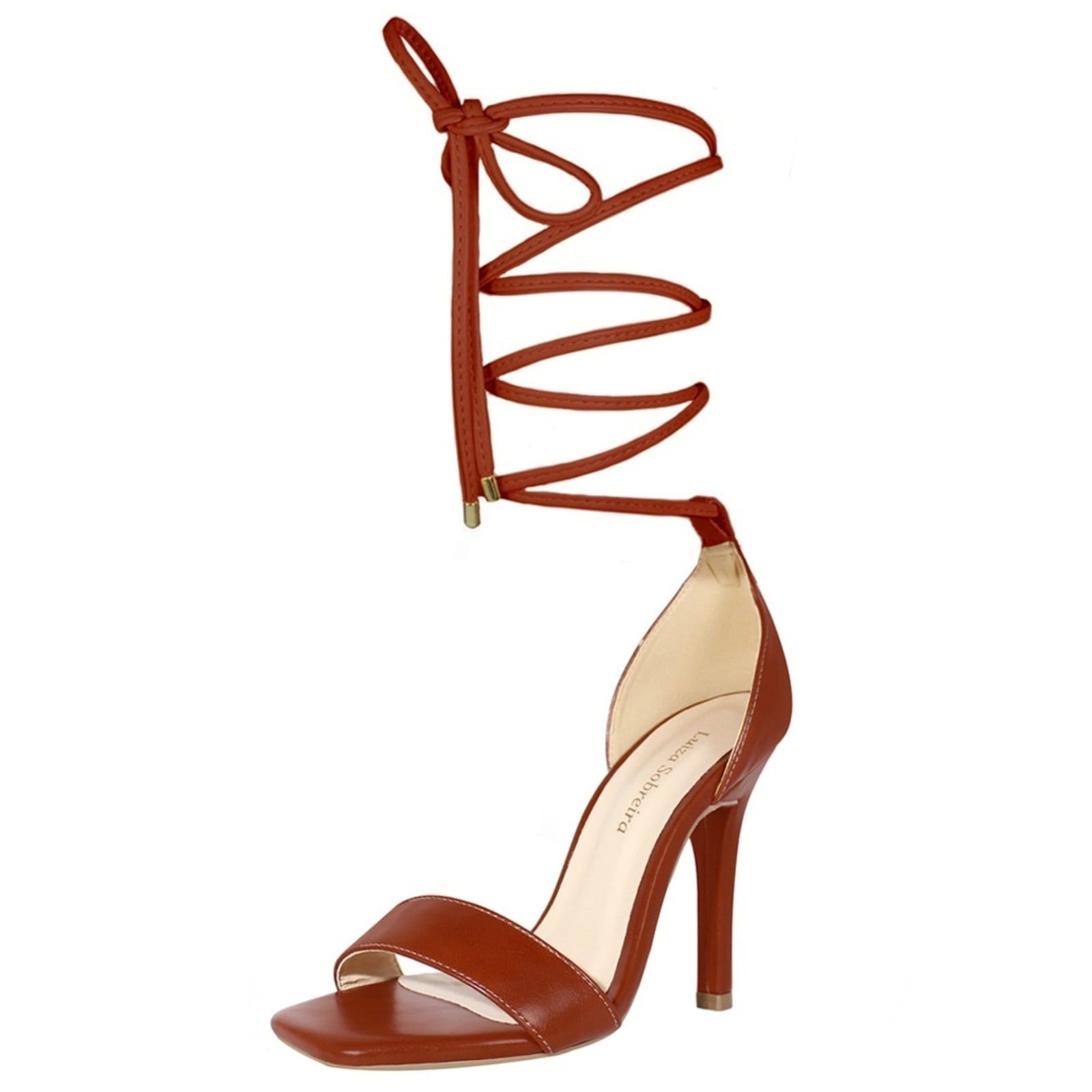 Vista 2 Sandália Troca Tira Salto Alto Fino 12 cm Luiza Sobreira Whisky Mod. 2261-2 Luiza Sobreira marrom