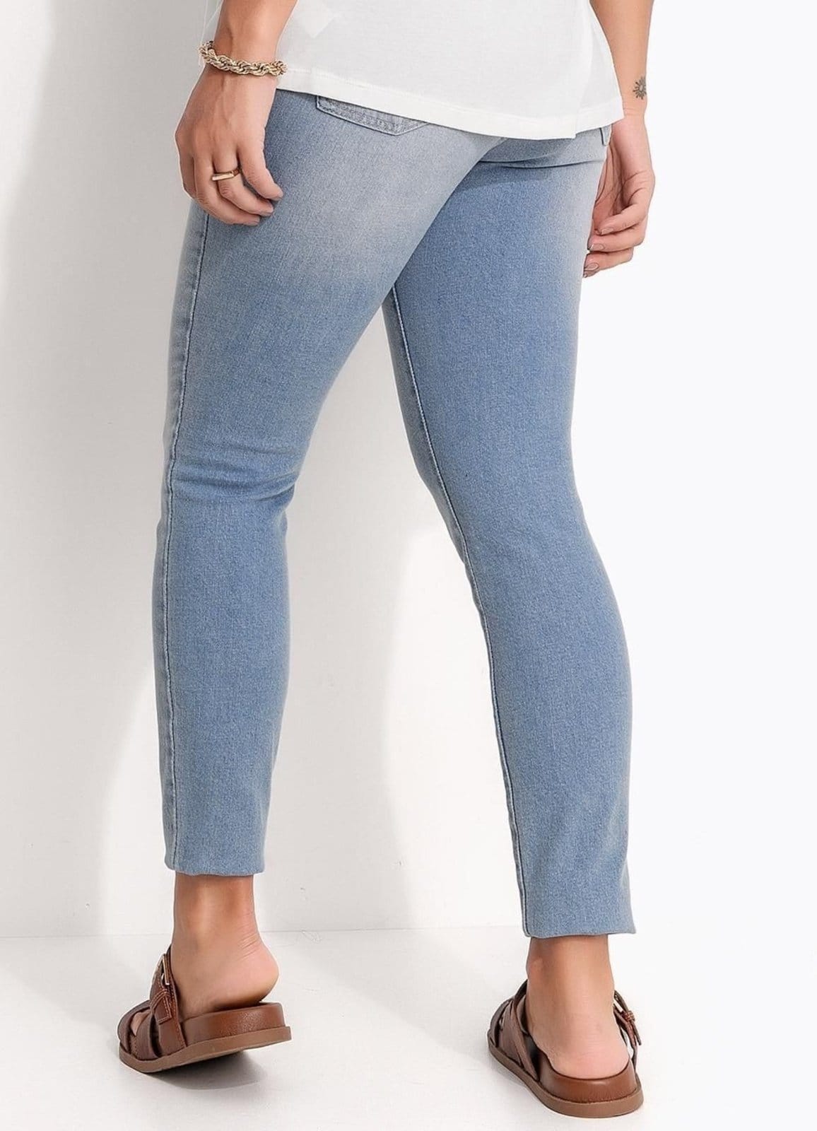 Vista 2 Calça Em Jeans Jeans Claro Quintess azul