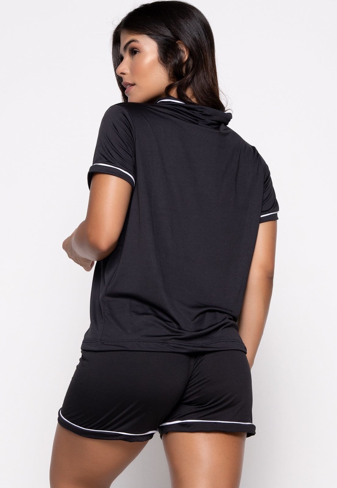 Pijama Blogueira Curto Botões Americano Amamentação Baby Doll ós Operatório 041 - 2